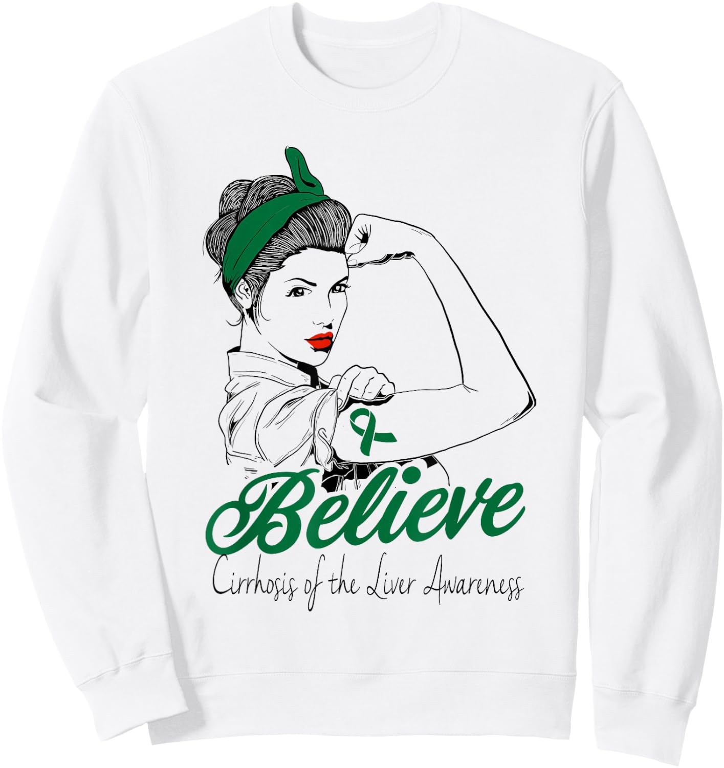 Liver Cirrhosis Unbreakable Green Ribbon Superhero Gift Sweatshirt - Sweatshirt | White