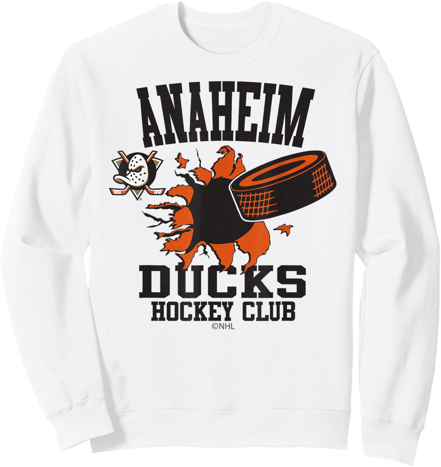 Anaheim Ducks Hockey Puck Burst Officially Licensed Sweatshirt - Sweatshirt | White