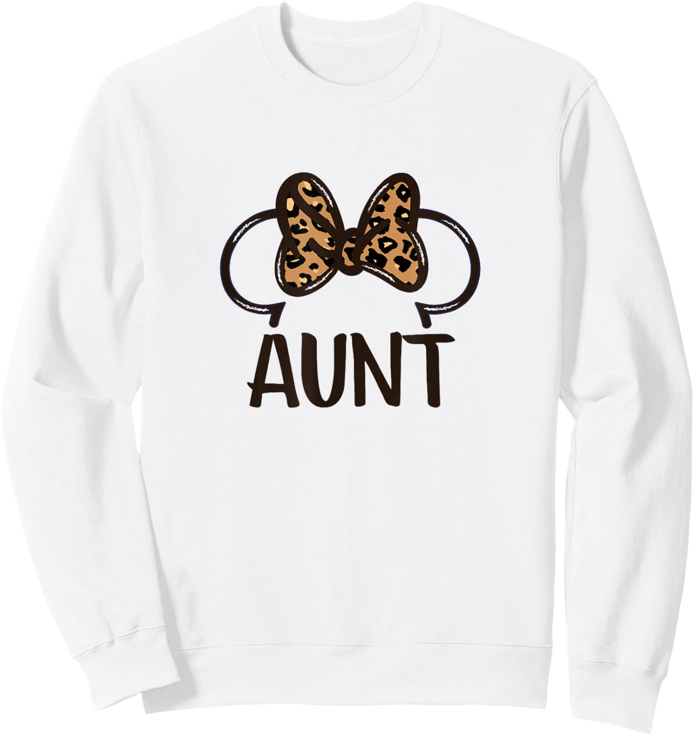 Disney Mickey and Friends Minnie Mouse Aunt Leopard Bow Sweatshirt - Sweatshirt | White