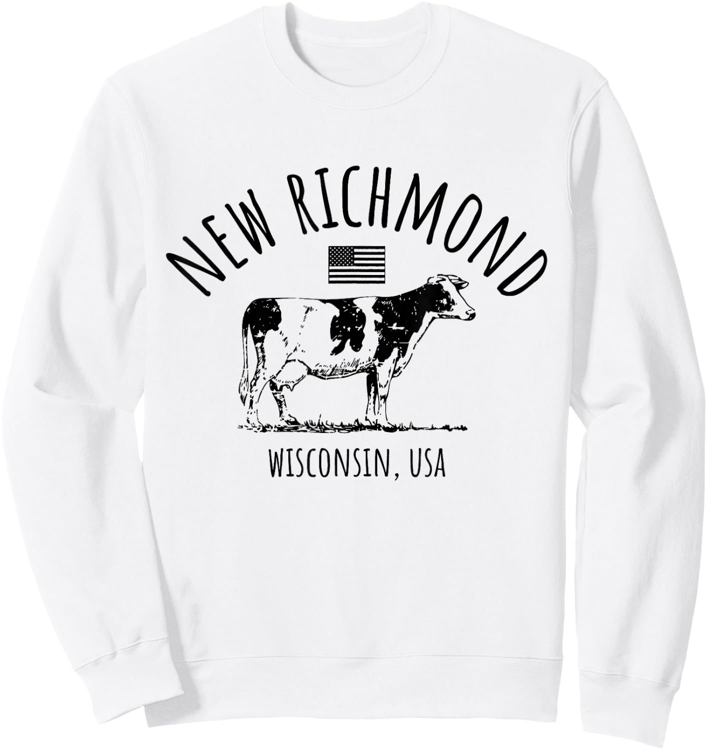 New Richmond Wisconsin USA Retro Cow Vintage Style Design Sweatshirt - Sweatshirt | White