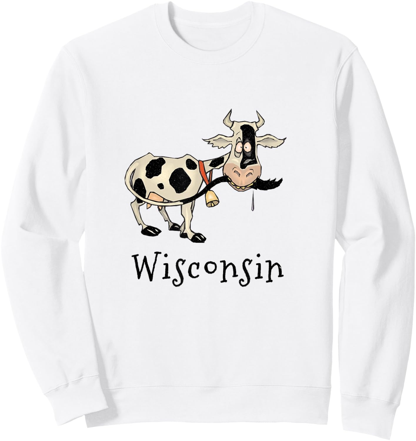 Wisconsin Silly Funny Whimsy Dairy Cow Farm Holstein Sweatshirt - Sweatshirt | White