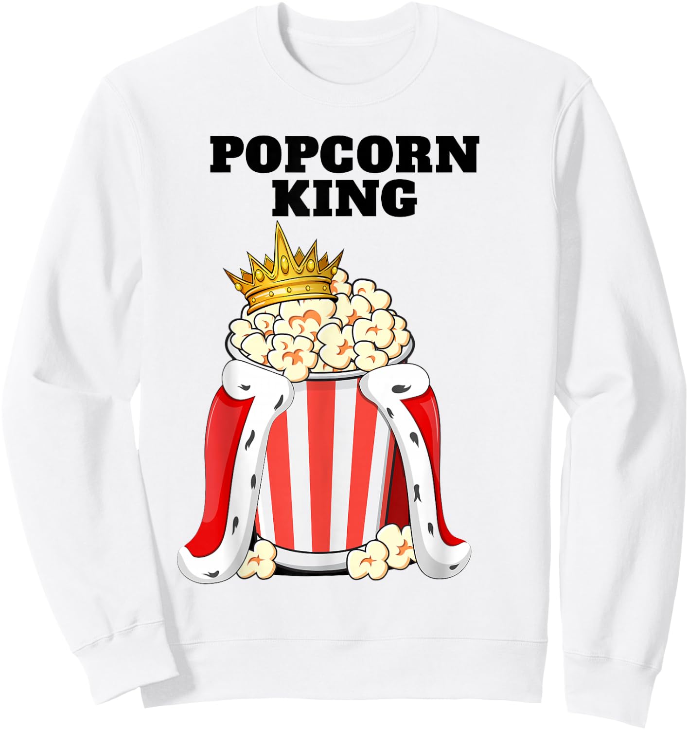 Popcorn King Men's Popcorn Shirt Cute Popcorn , White, s Sweatshirt - Sweatshirt | White