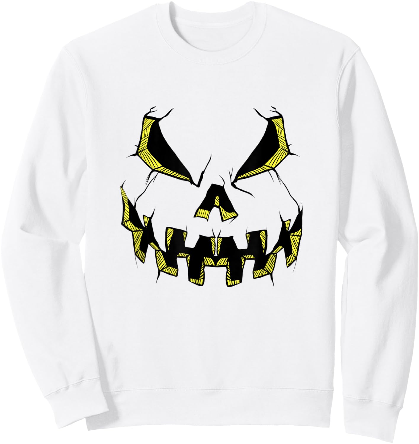 Scary Pumpkin Face Halloween Party Costume Jack O Lantern Sweatshirt - Sweatshirt | White