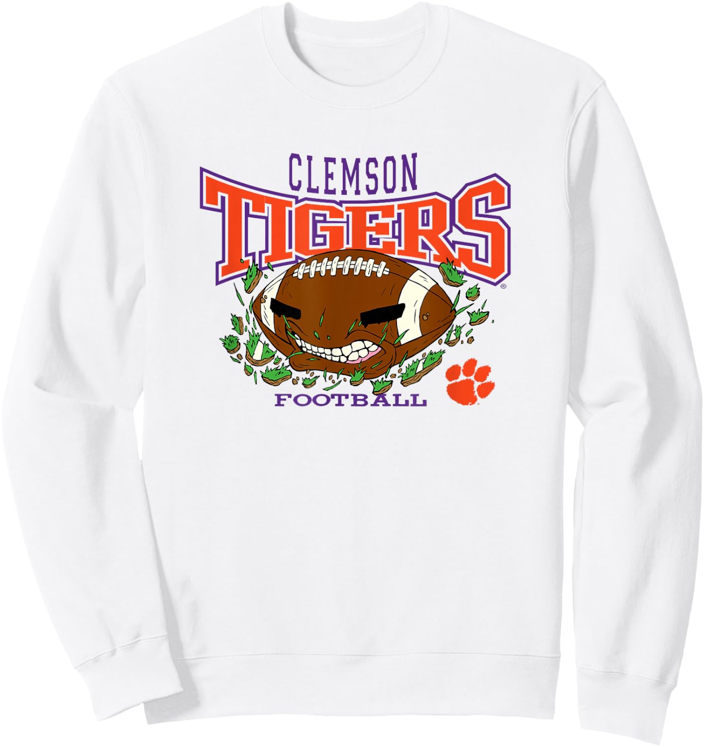 Clemson Tigers Football Bite White Officially Licensed Sweatshirt - Sweatshirt | White