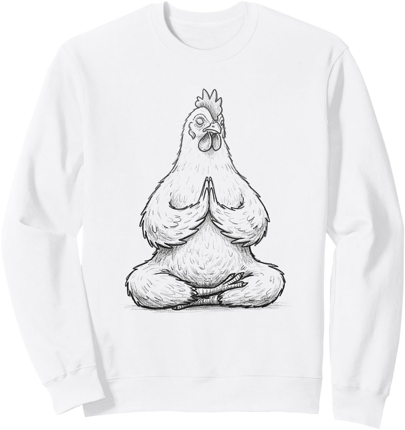 Meditation Funny Chicken Doing Yoga Buddhist Zen Design Sweatshirt - Sweatshirt | White