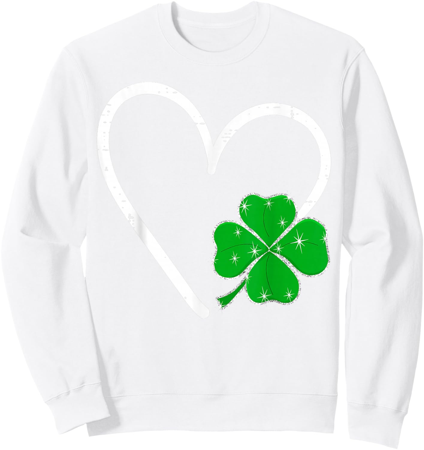 Irish Shamrock Heart Happy St Patrick's Day Go Lucky Charm Sweatshirt - Sweatshirt | White