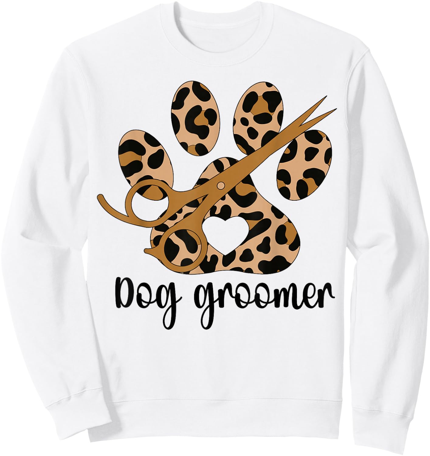 Dog Groomer Leopard Dog Grooming Sweatshirt - Sweatshirt | White