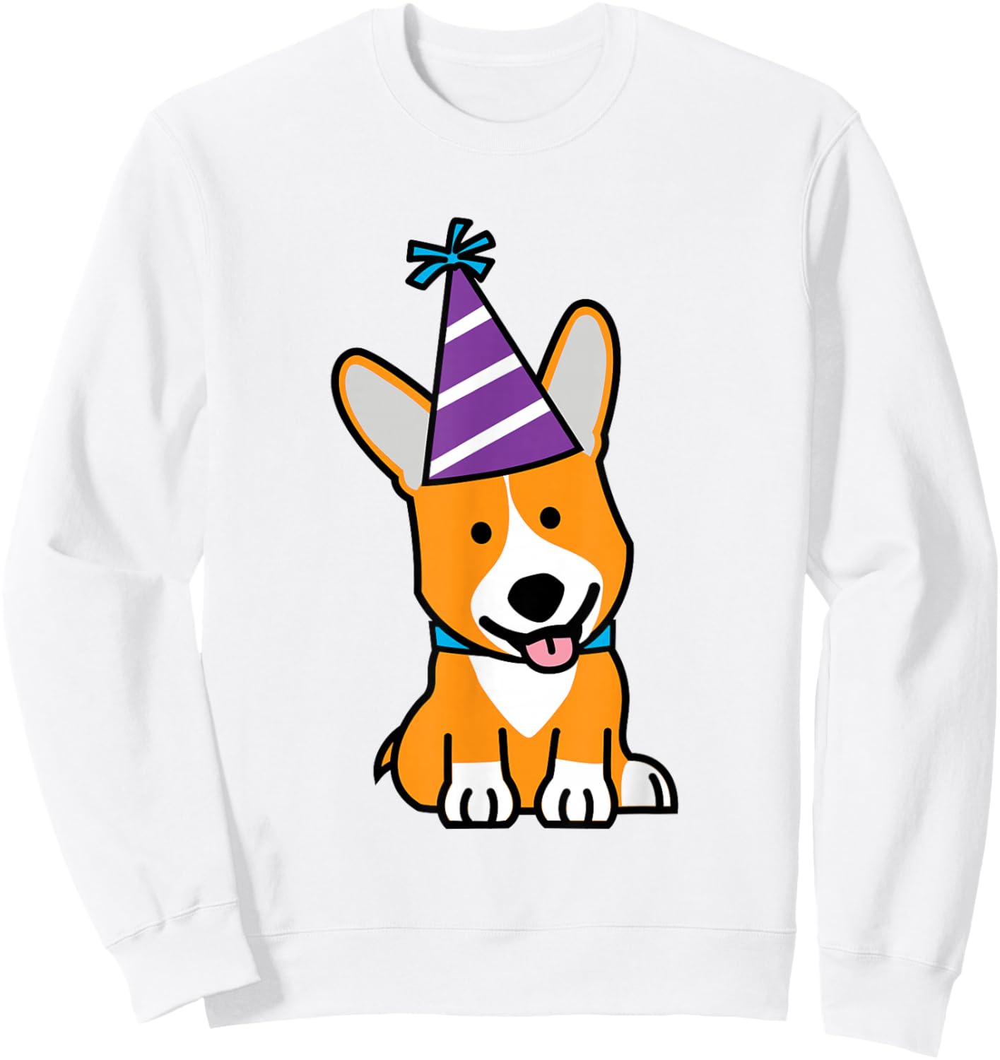 Happy Birthday Party Hat Corgi Welsh dog puppy Sweatshirt - Sweatshirt | White