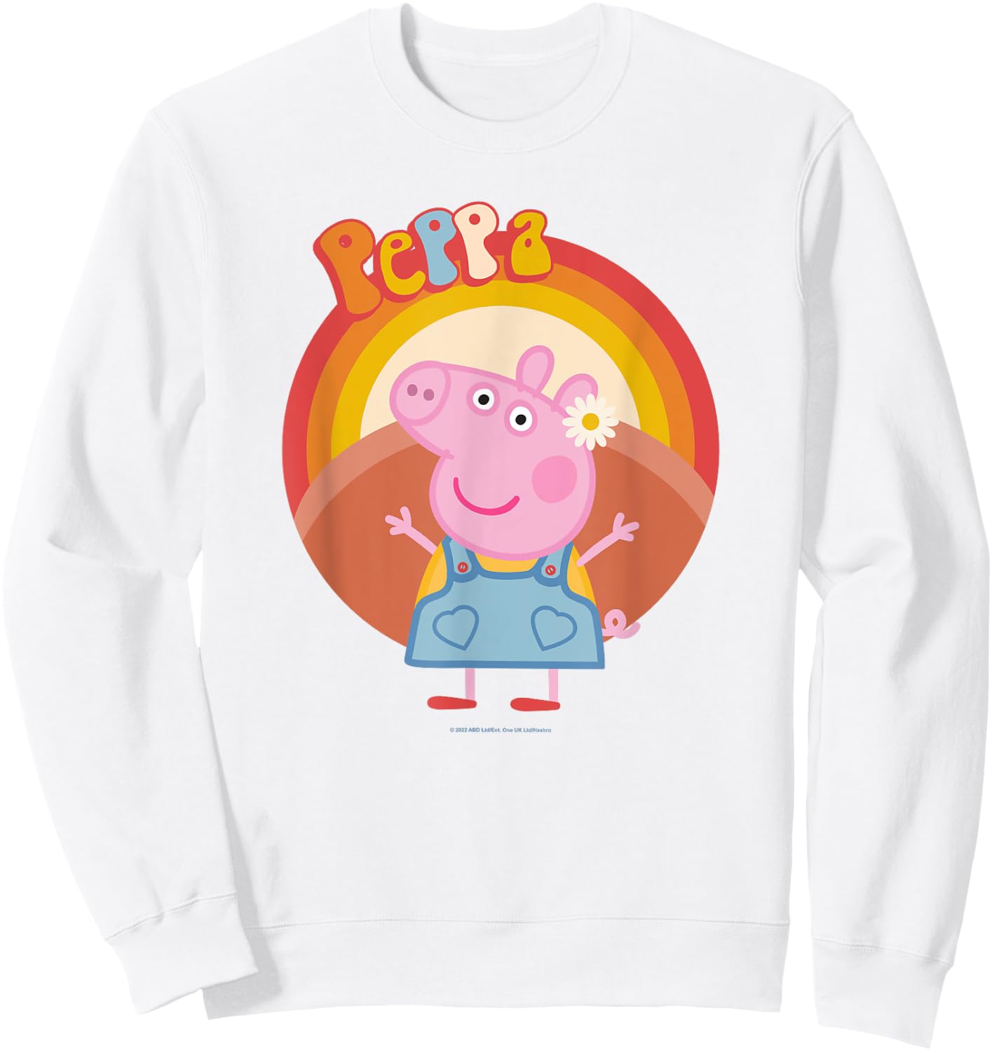 Peppa Pig Overalls Outfit Retro Font Logo , blue Sweatshirt - Sweatshirt | White