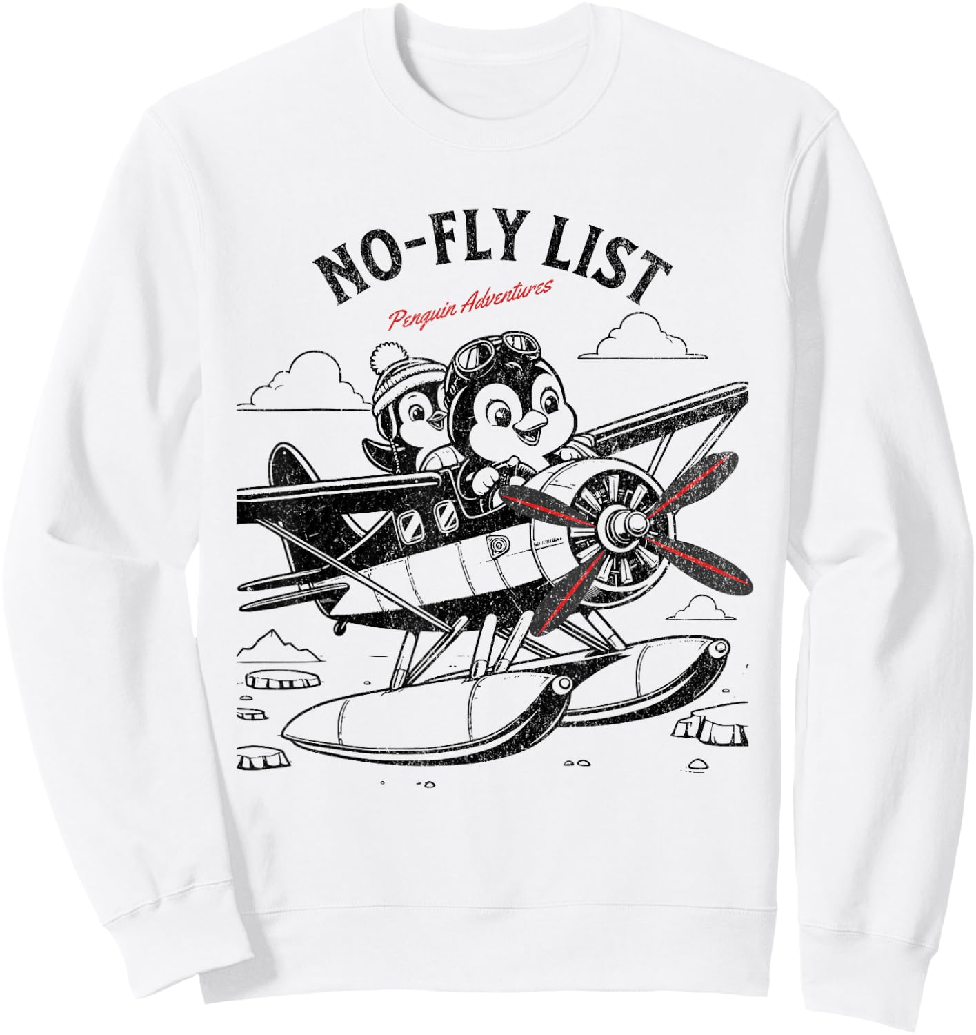 Flying Penguin Adventure No-Fly List Funny Penguin Sweatshirt - Sweatshirt | White