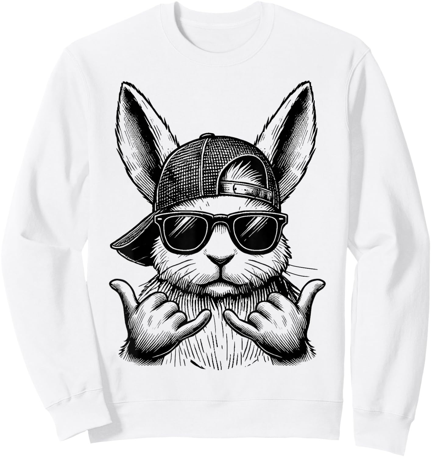 Cool Bunny Face Sunglasses Rabbit Easter Day Kids Boys Sweatshirt - Sweatshirt | White