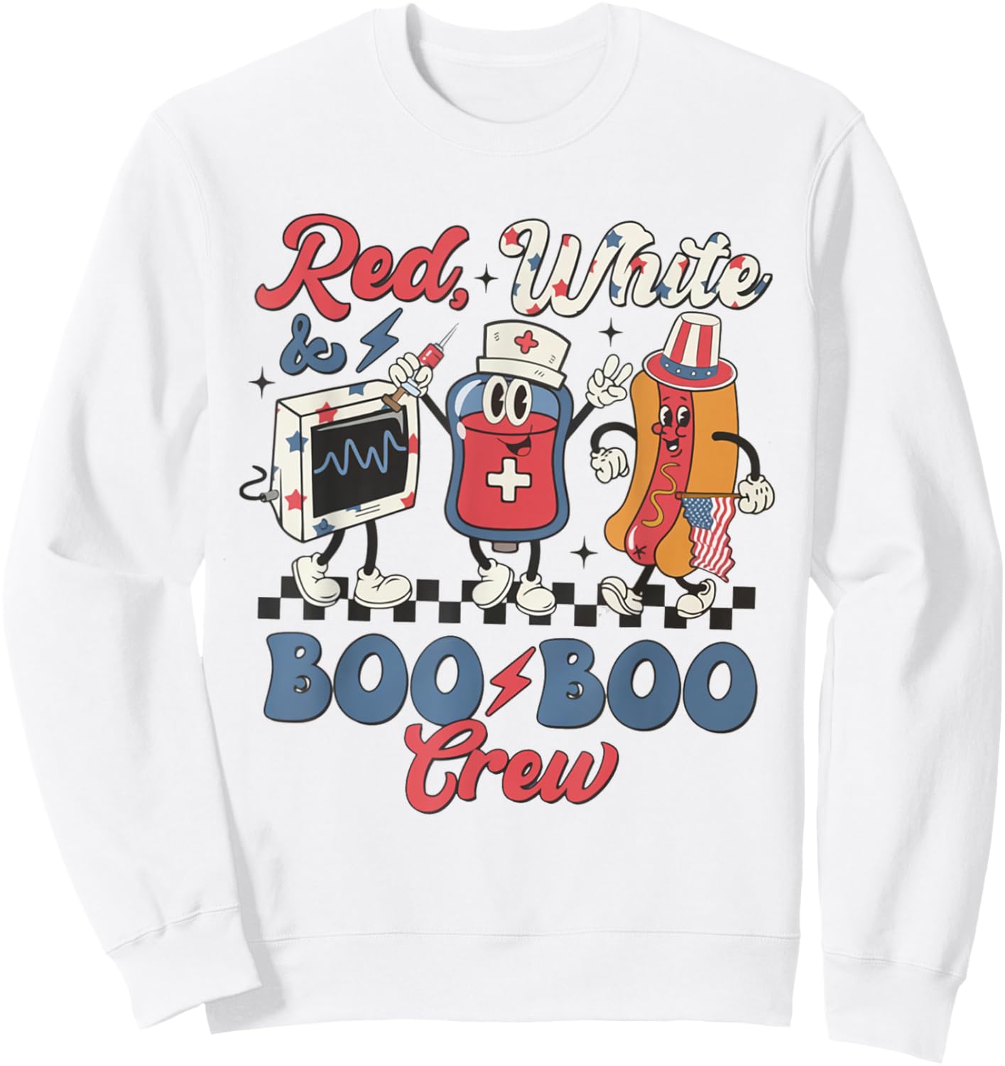 Retro Red White Boo Boo Crew 4th of July ER Emergency Room Men Sweatshirt - Sweatshirt | White