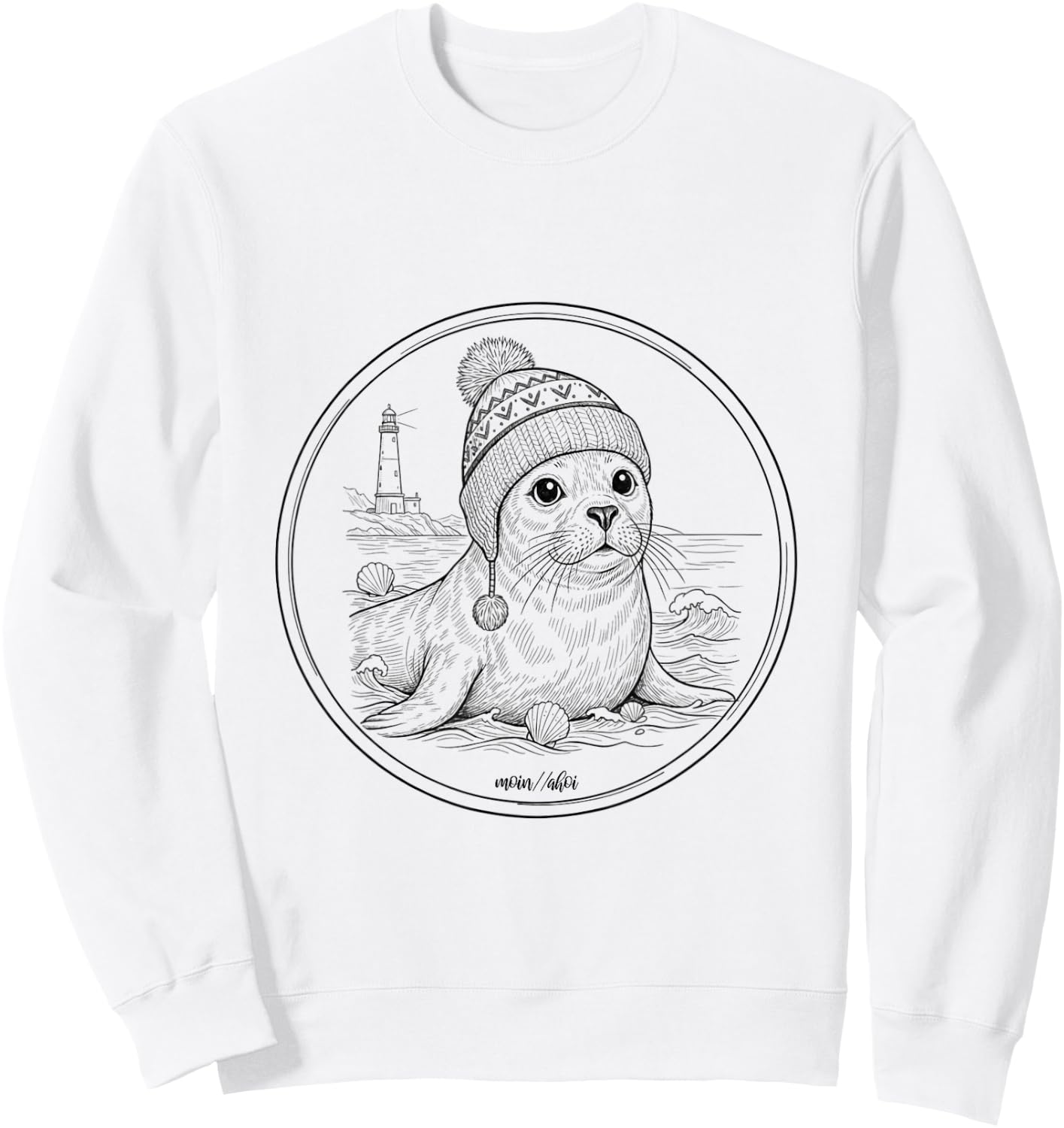 Robbe mit Mütze Nordsee Motiv Maritim Küste Geschenk Sweatshirt - Sweatshirt | White