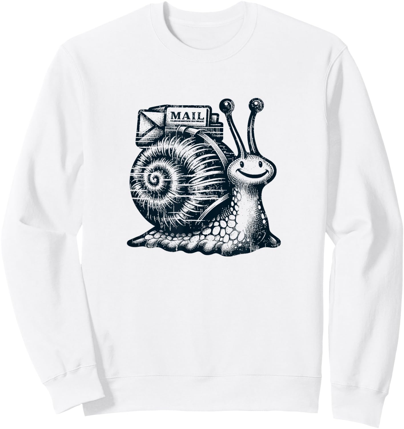 "Snail Mail" Whimsical Postman Snail Sweatshirt - Sweatshirt | White