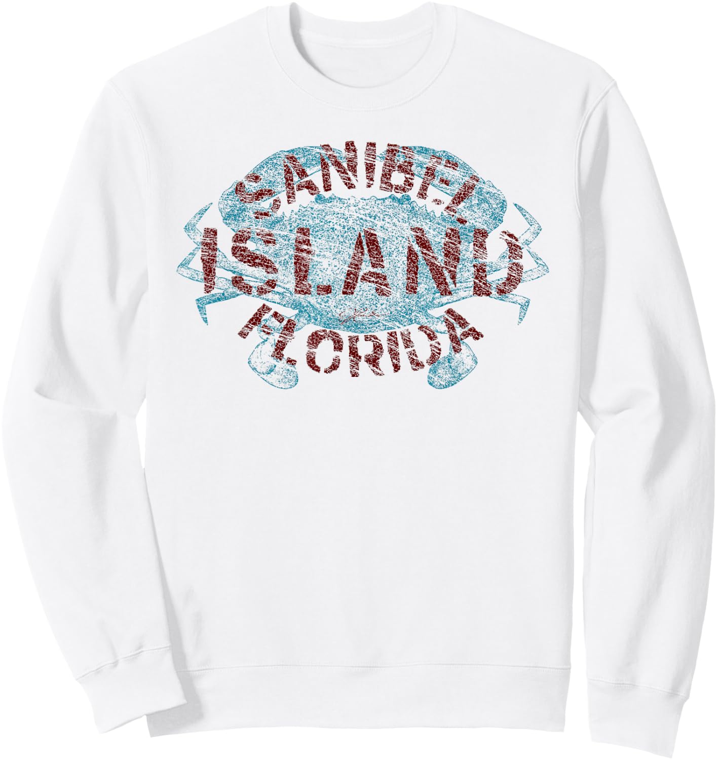 JCombs: Sanibel Island, FL, Blue Crab (Distressed) Sweatshirt - Sweatshirt | White
