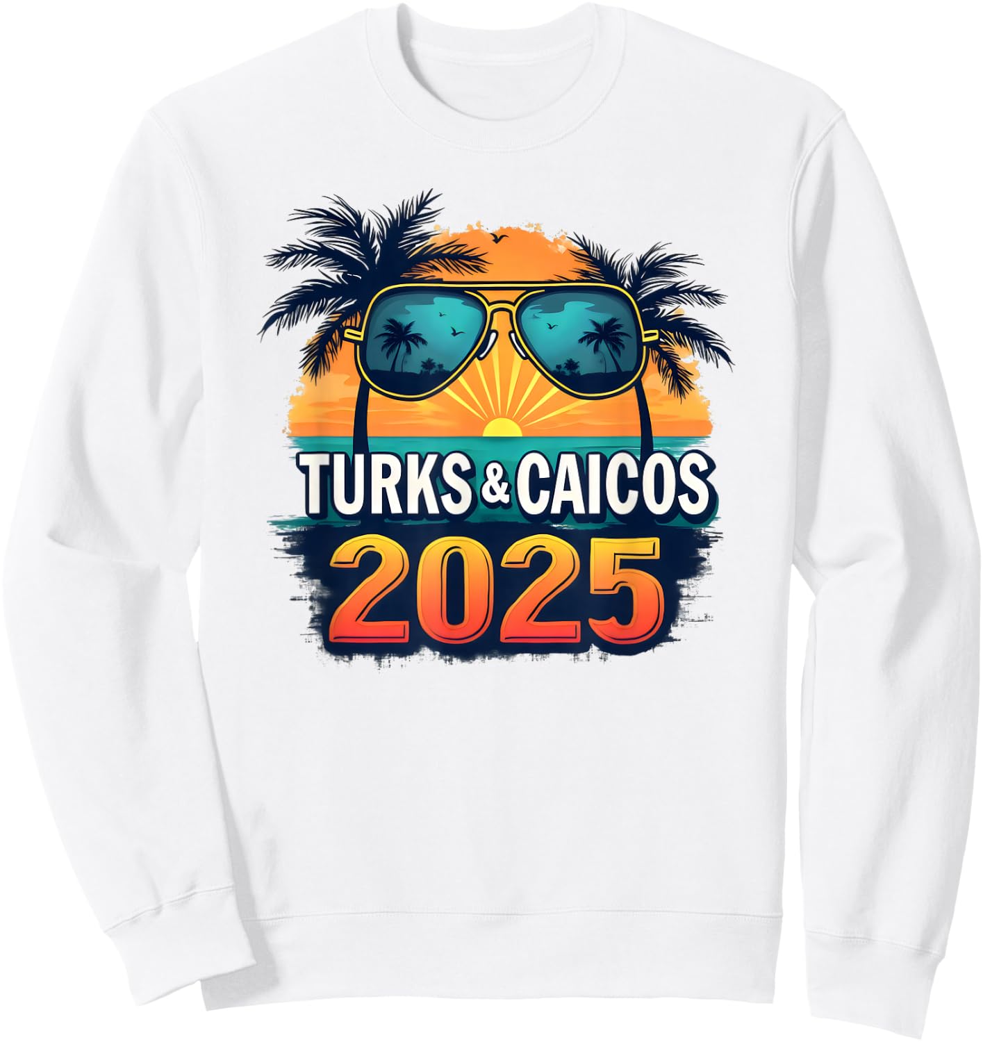 Tropical Turks & Caicos 2025 Retro Sweatshirt - Sweatshirt | White