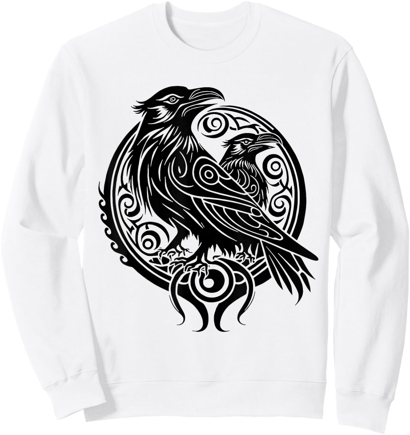 Odin Ravens Nordic Mythology Viking Celtic Bird Animal Sweatshirt - Sweatshirt | White