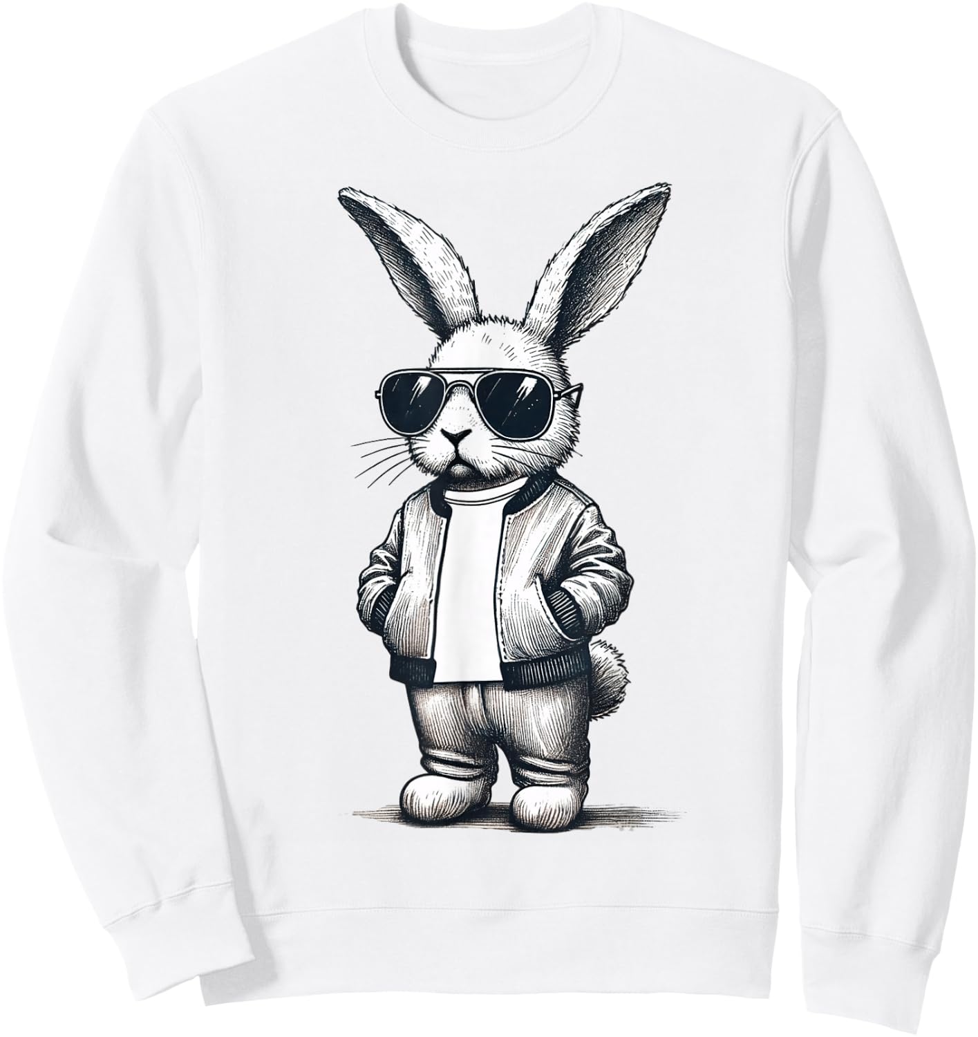 Bunny Rabbit With Sunglasses Easter Day for Boys Men Kids Sweatshirt - Sweatshirt | White