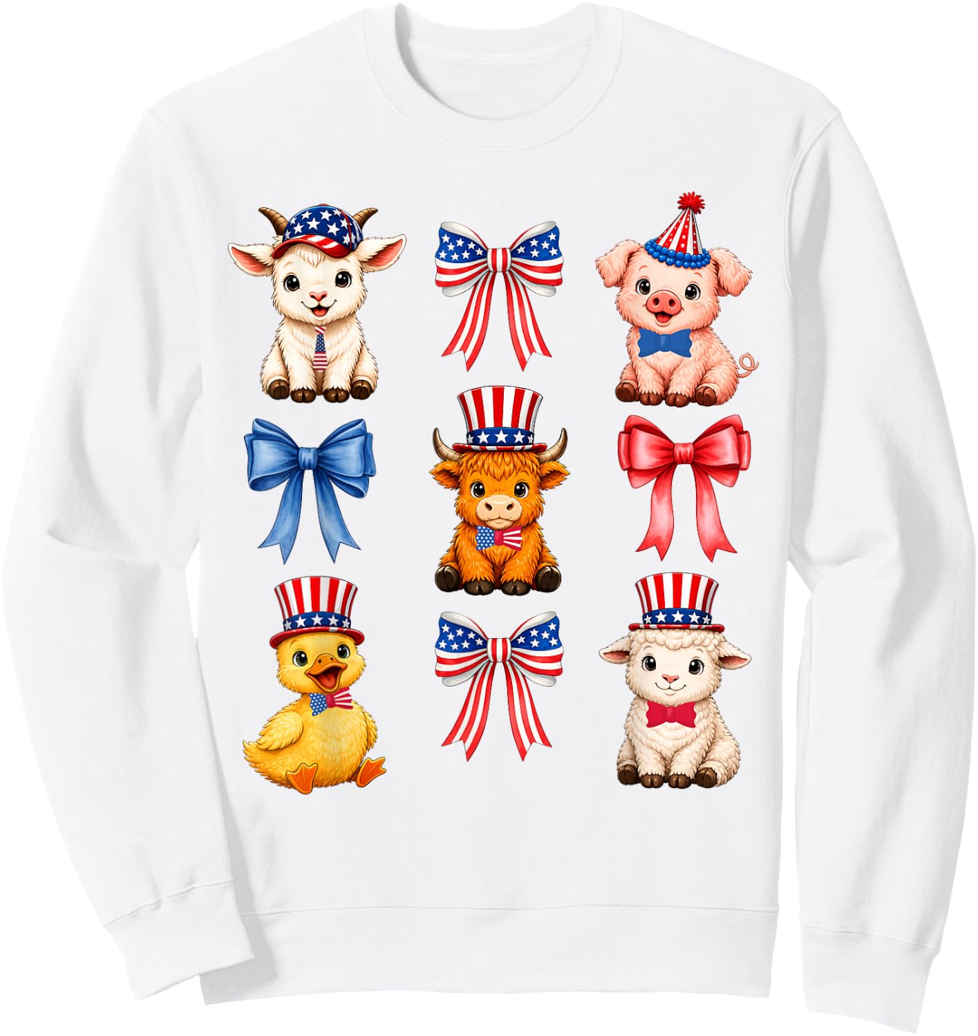 Cute 4th of July Patriotic Baby Farm Animals Lovers Sweatshirt - Sweatshirt | White