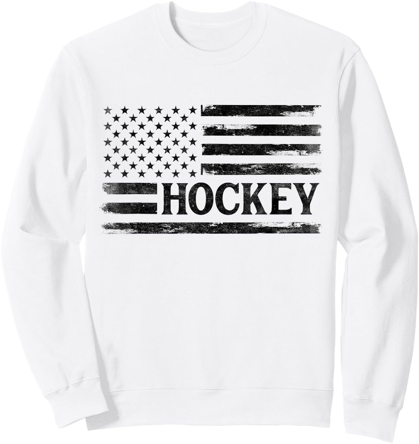 Hockey Black Vintage USA Flag Player Coach Boy Sweatshirt - Sweatshirt | White