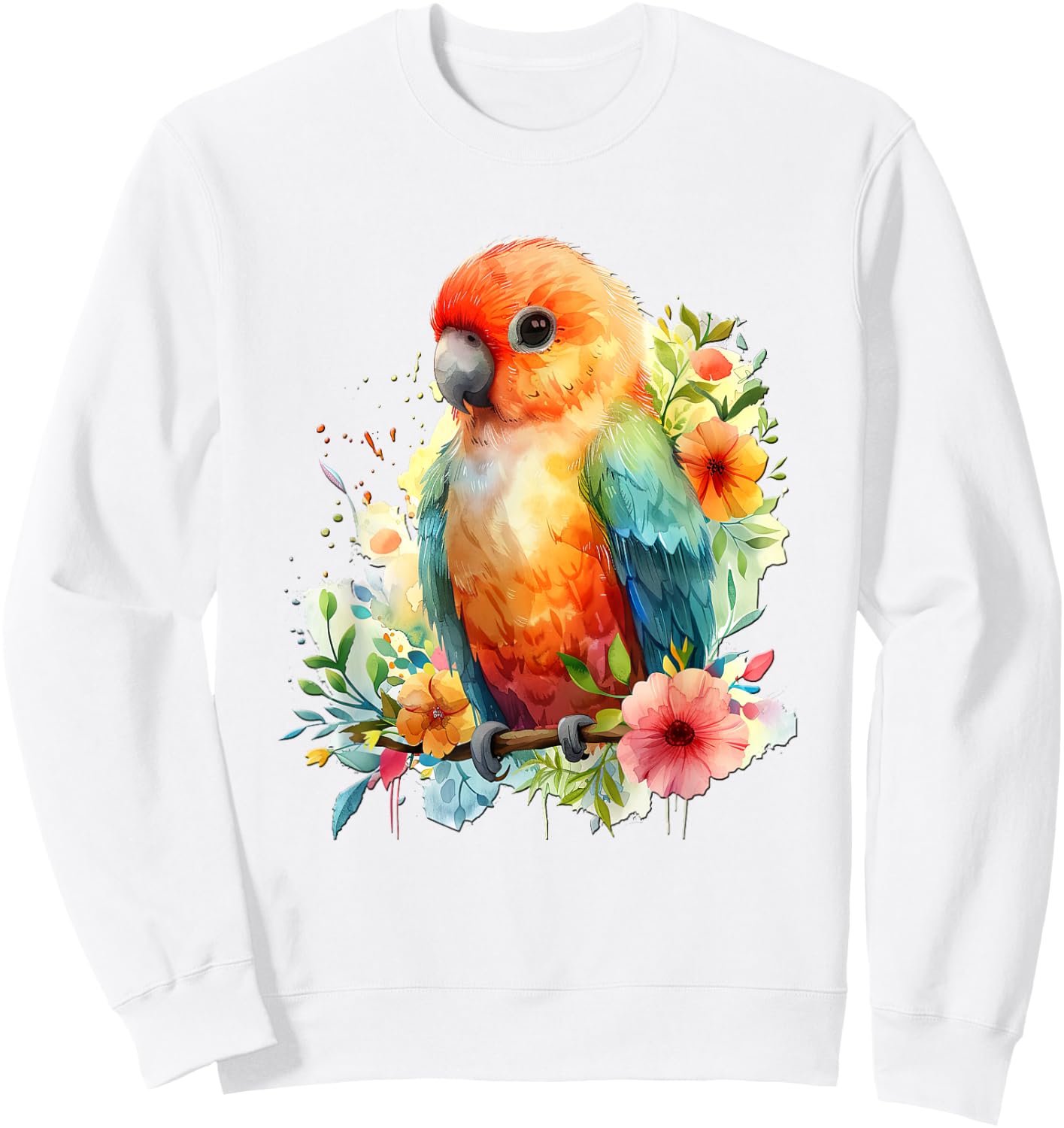 Baby Papagei mit Blumen süße Papageien Mädchen Tochter Sohn Sweatshirt - Sweatshirt | White