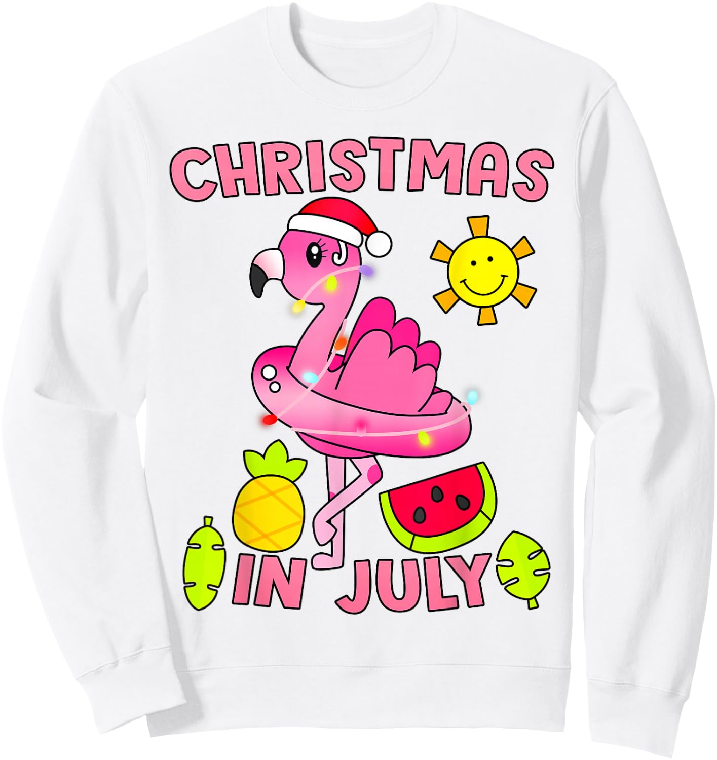 Christmas in July Flamingo Beach Summer Christmas in July Sweatshirt - Sweatshirt | White