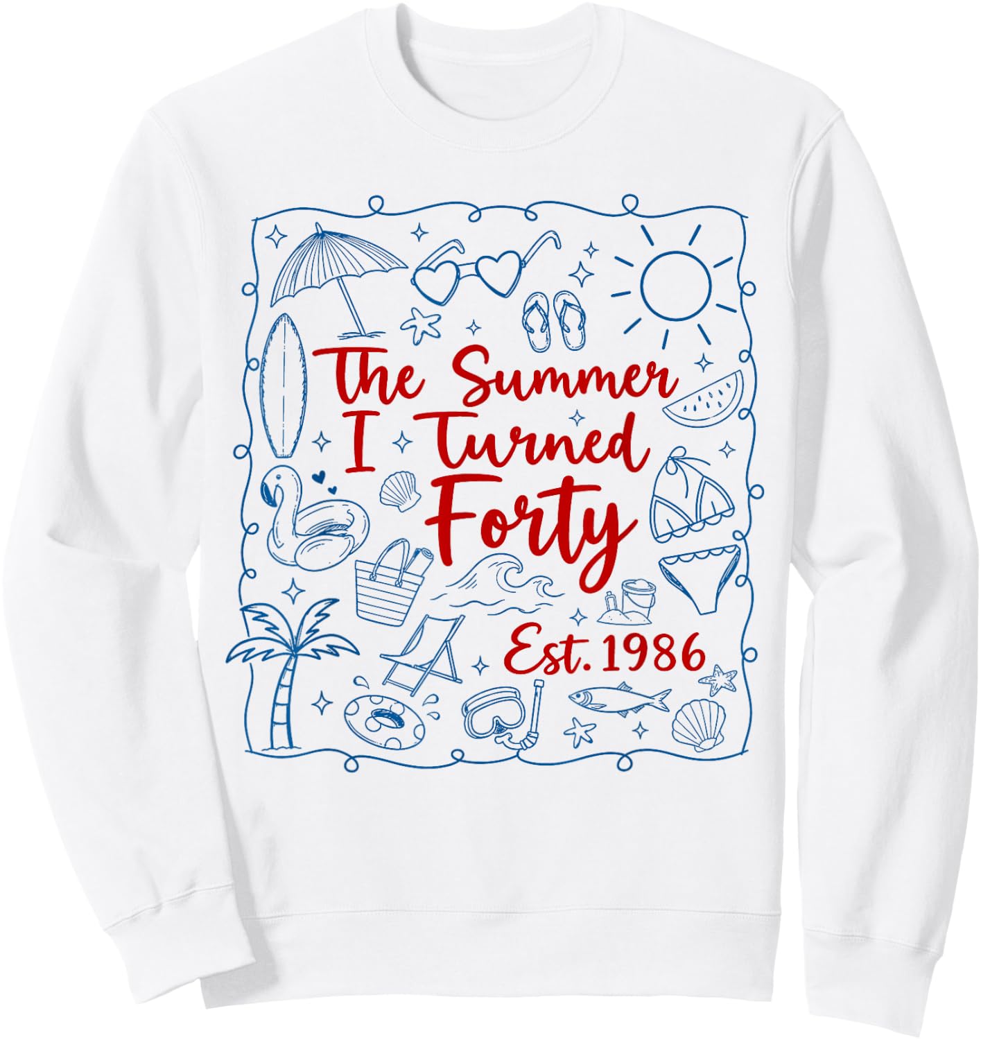 The Summer I Turned Forty Est.1986 Seashell Coastal Beach Sweatshirt - Sweatshirt | White