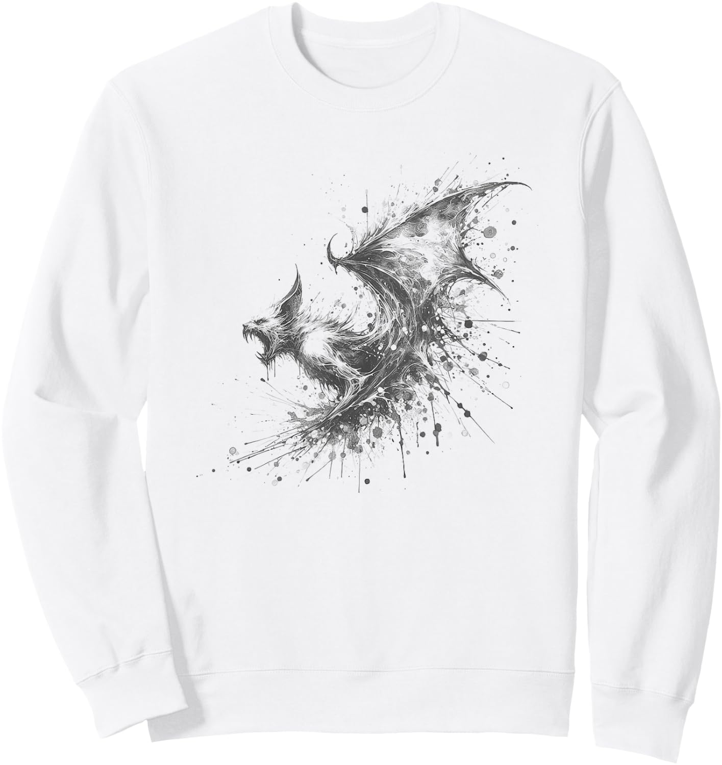 Scary Halloween Vampire Bat Drawing Art Design Sweatshirt - Sweatshirt | White