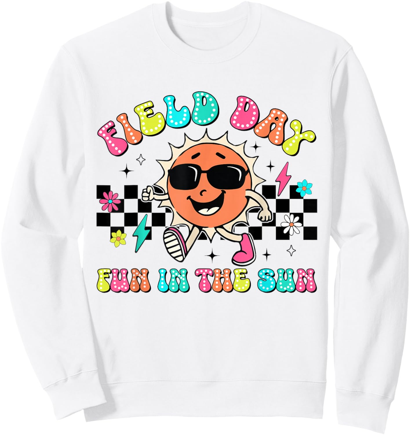 Field Day Fun In The Sun Groovy Teacher Students Field Day Sweatshirt - Sweatshirt | White
