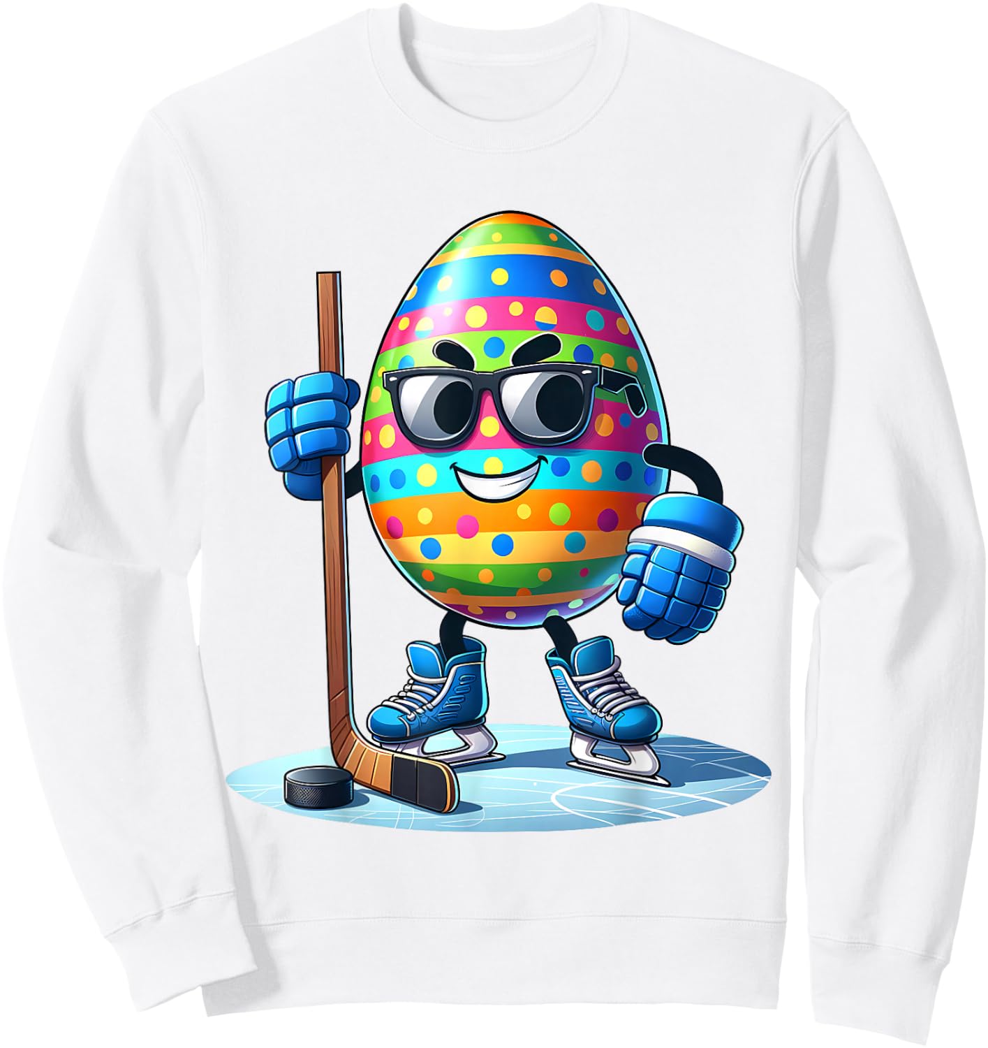 Easter Hockey Lovers Eggs Egg Bunny Rabbits Men Women Boys Sweatshirt - Sweatshirt | White