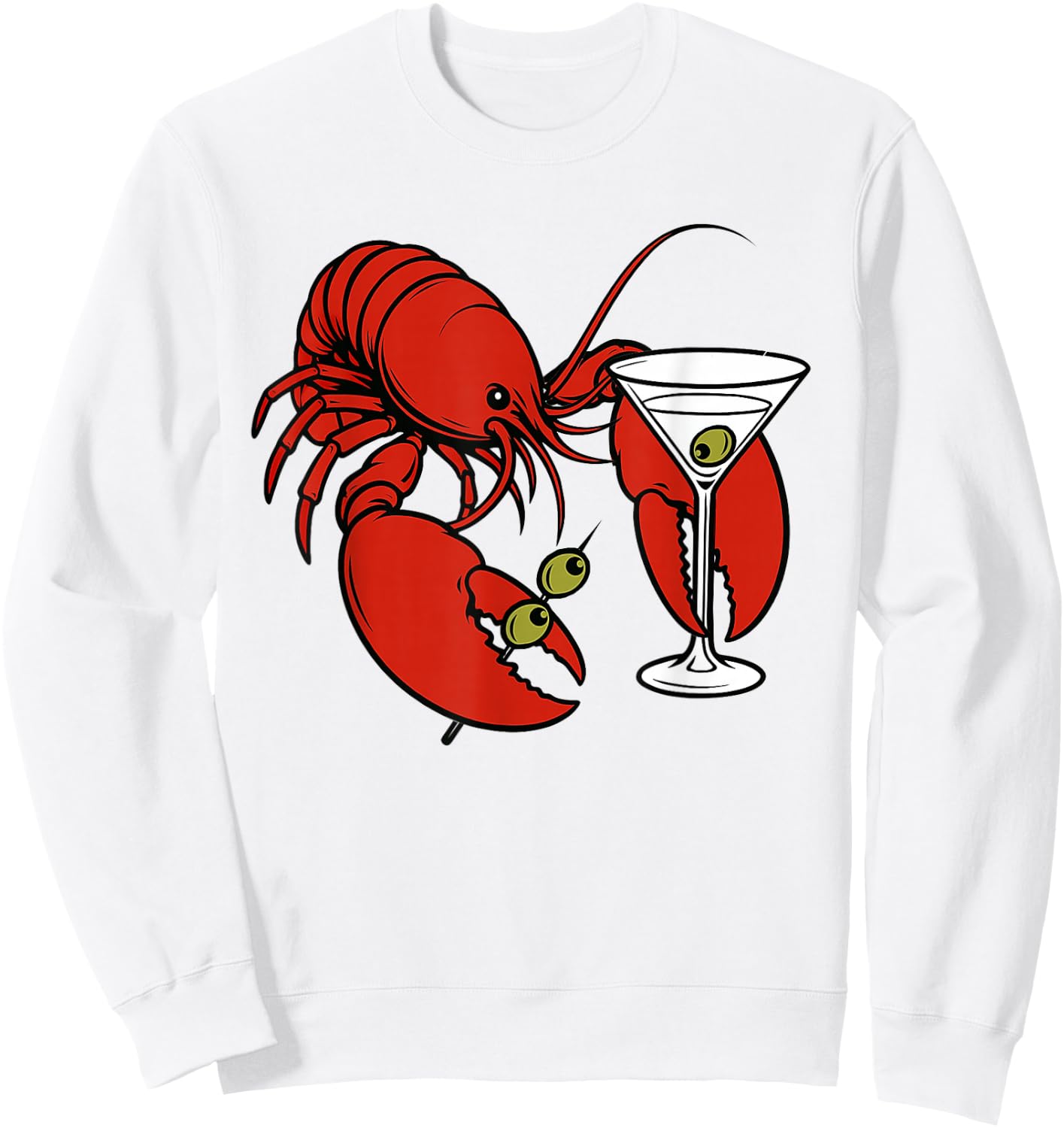 Martini Cocktail Lover Seafood Lobster Drinking Martini Sweatshirt - Sweatshirt | White