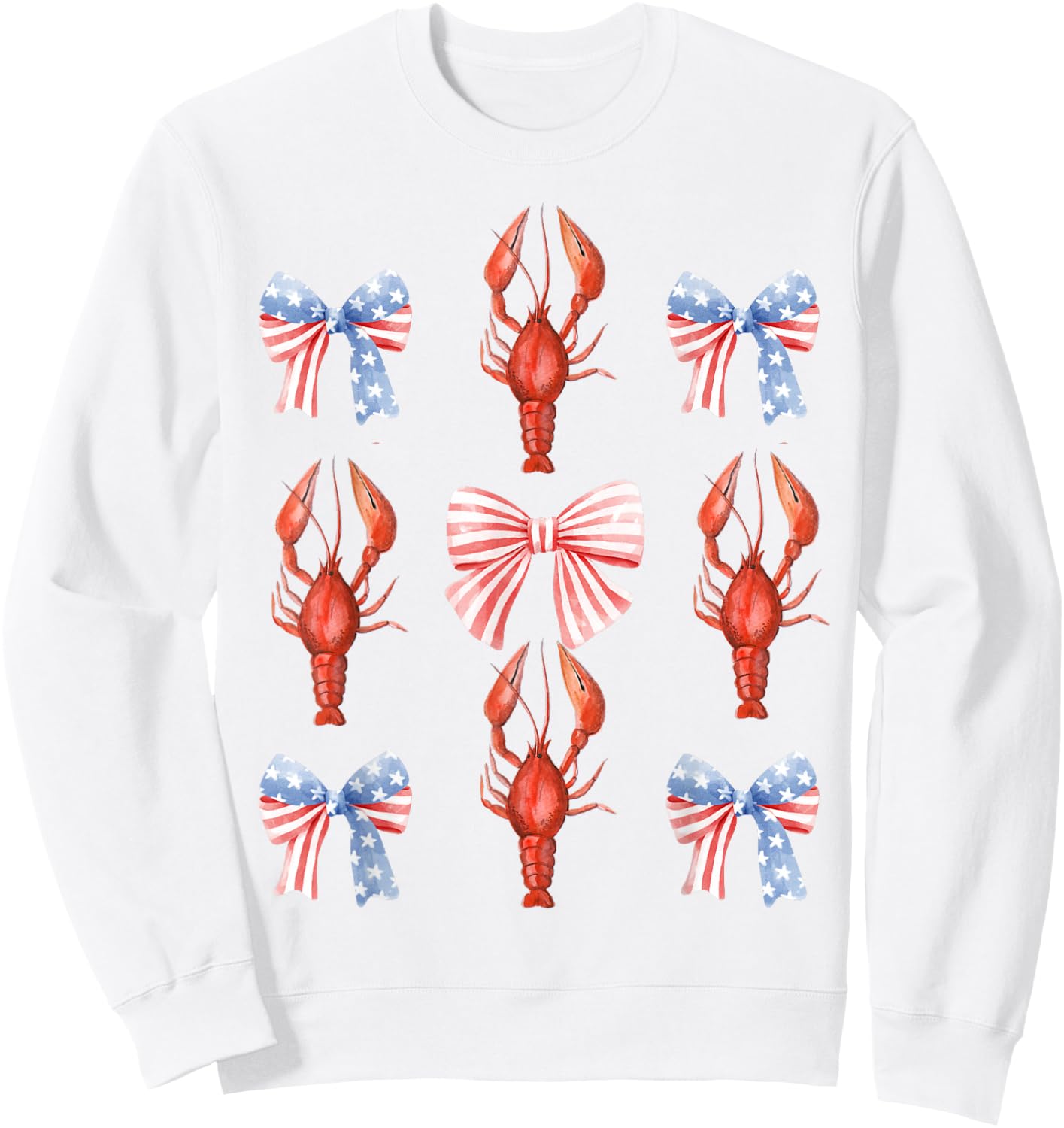 Lobster Red White Blue 4th Of July Party Sea Ocean Nautical Sweatshirt - Sweatshirt | White
