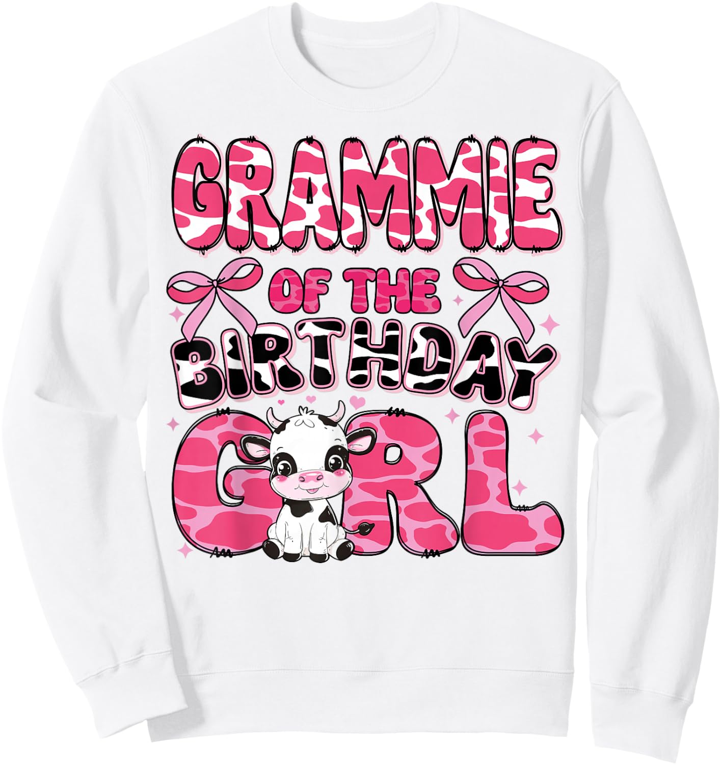 Grammie of the Birthday Girl Cow Farm 1st Birthday Family Sweatshirt - Sweatshirt | White