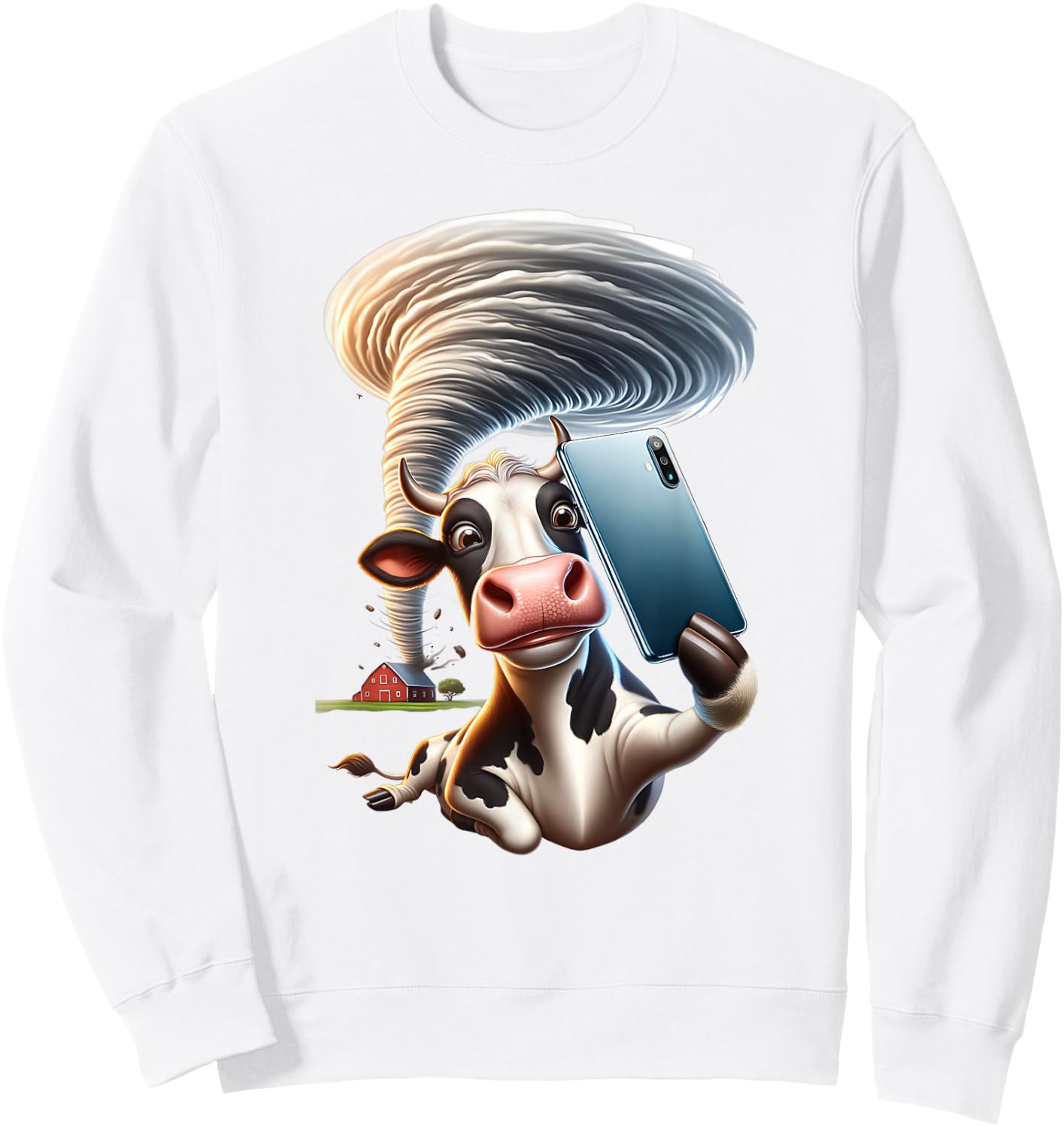 Funny Cow Tornado Meteorologist Weather Sweatshirt - Sweatshirt | White