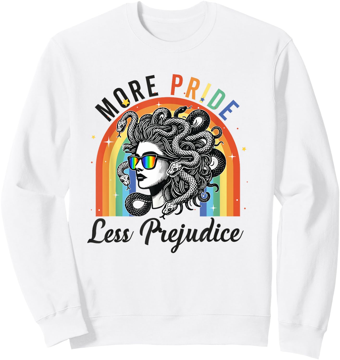 More Pride Less Prejudice LGBT Pride Month Sweatshirt - Sweatshirt | White