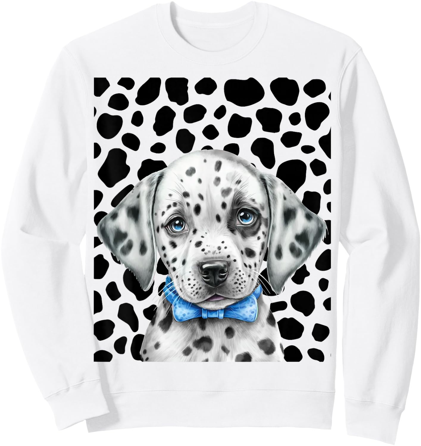 Spotted White With Black Polka Dots Diy Dalmatian Sweatshirt - Sweatshirt | White