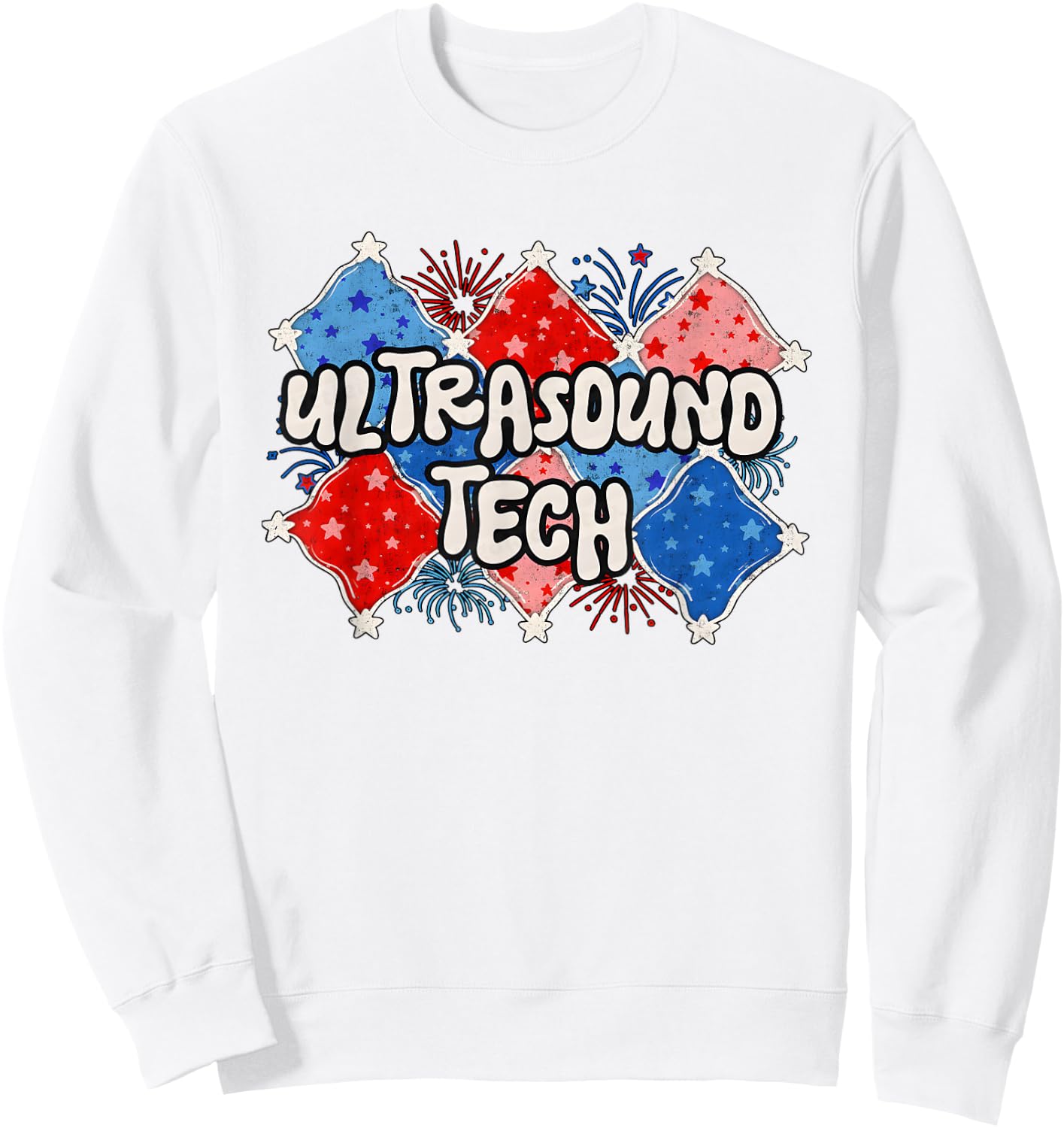 Retro 4th of July Ultrasound Tech OB MFM Sonographer Sweatshirt - Sweatshirt | White