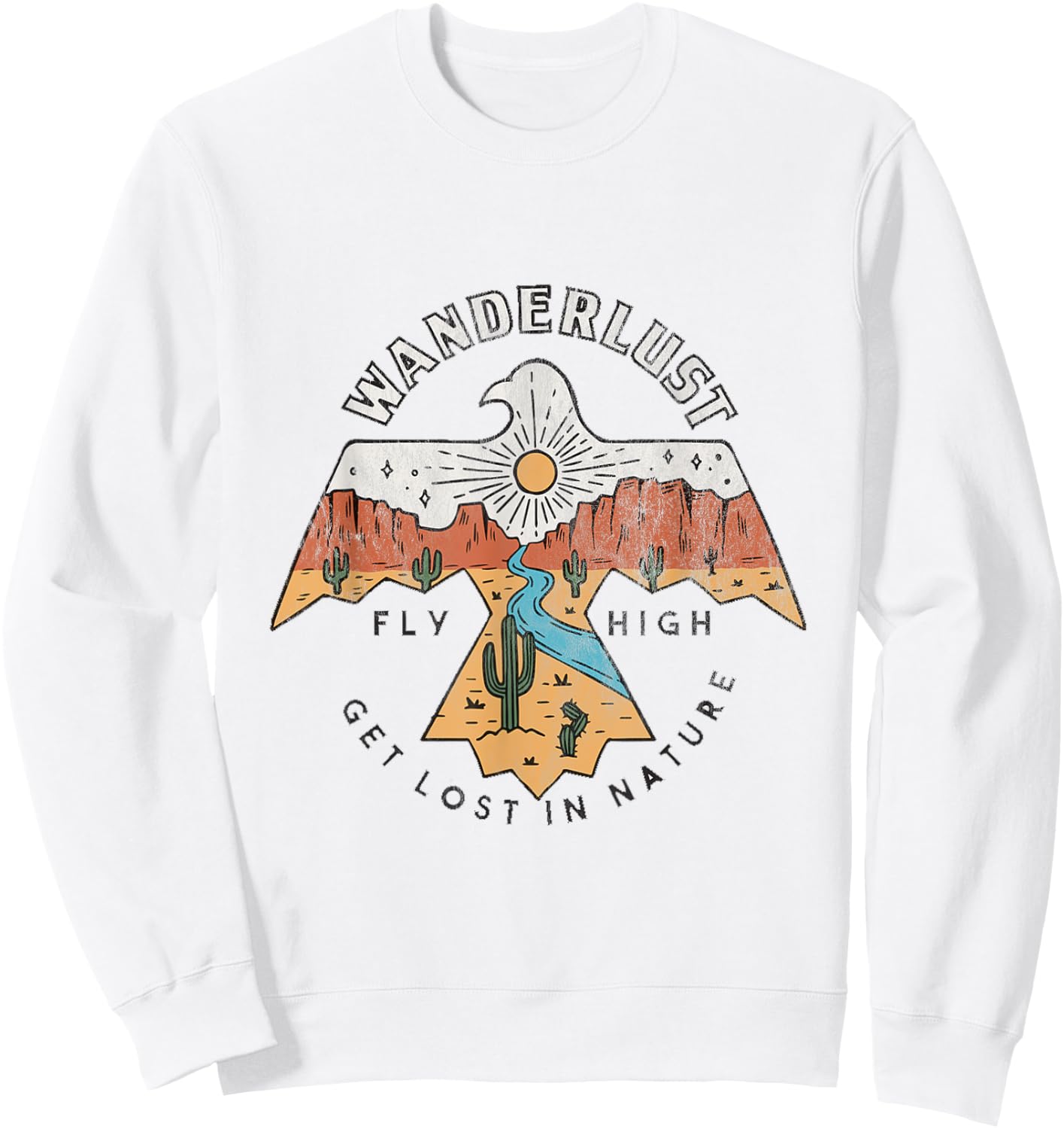 Arizona Wanderlust Thunderbird,Desert Vibes Retro Sweatshirt - Sweatshirt | White