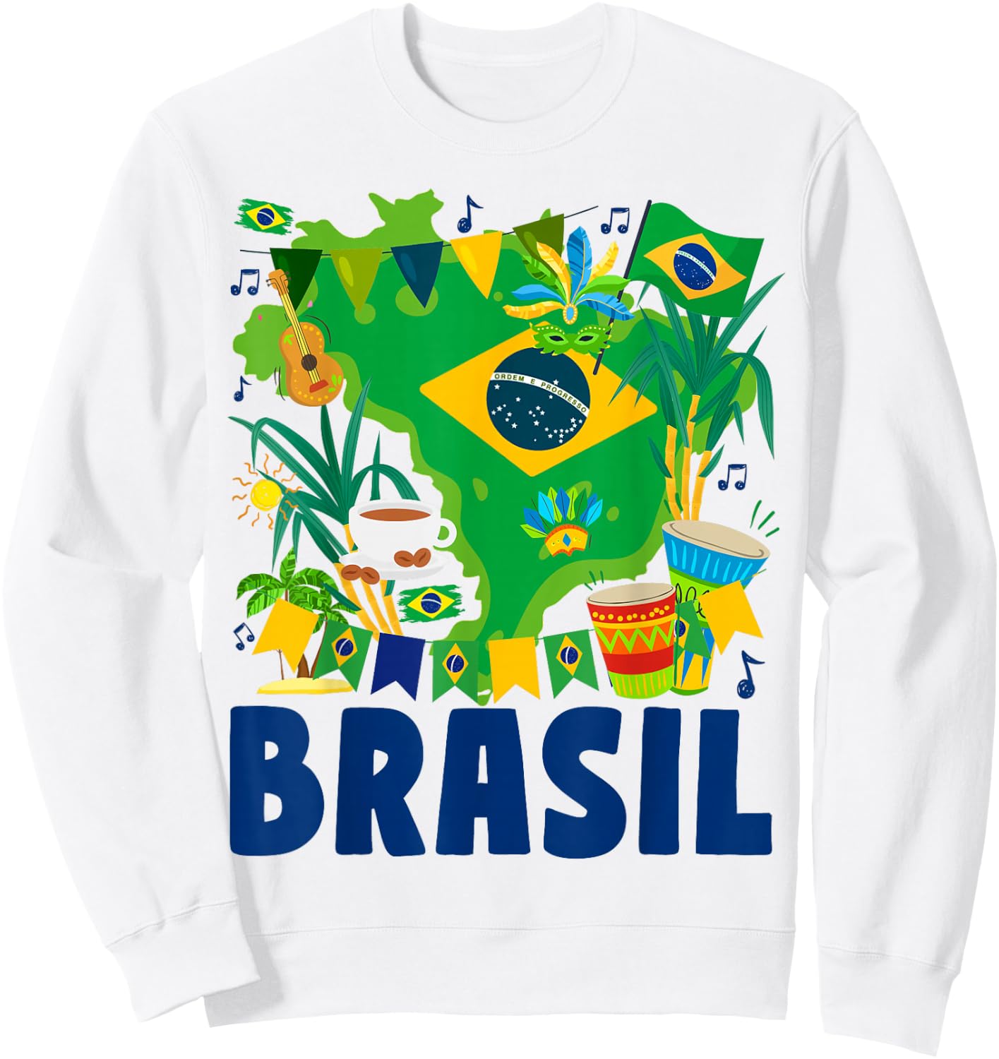 Brazil Flag - Outfit Idea - Brazilian Flag Sweatshirt - Sweatshirt | White