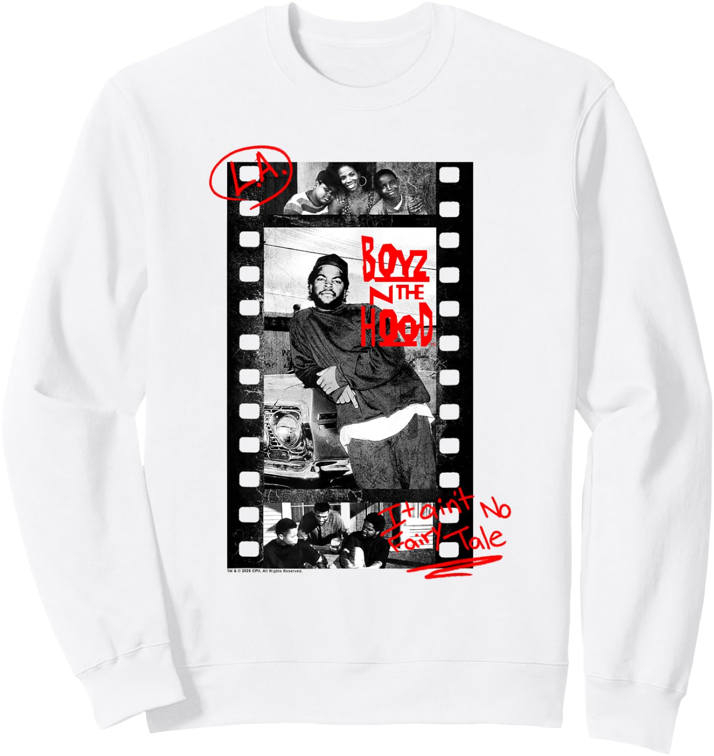 Boyz n The Hood Vintage Marked Up Film Strip 90's Movie Sweatshirt - Sweatshirt | White