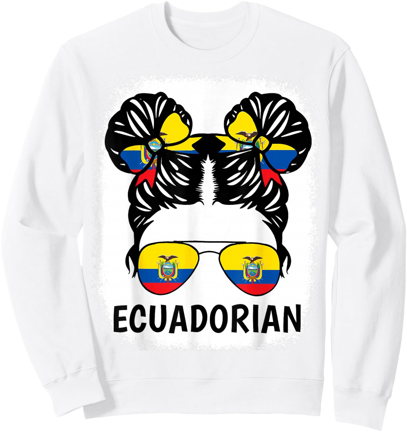Ecuadorian Girl Ecuador Flag Hispanic Heritage Month Kids Sweatshirt - Sweatshirt | White