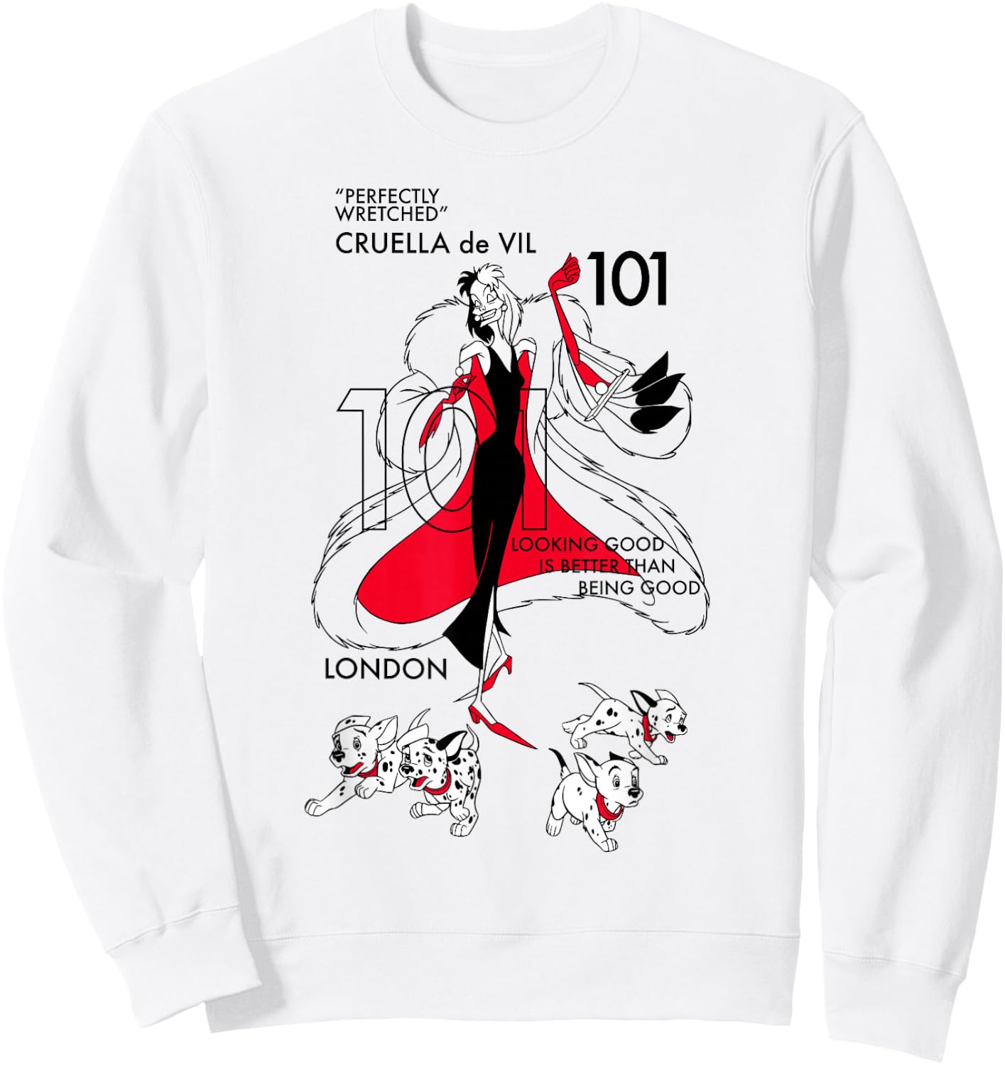 Disney 101 Dalmatians Cruella De Vil Fashion Poster Sweatshirt - Sweatshirt | White