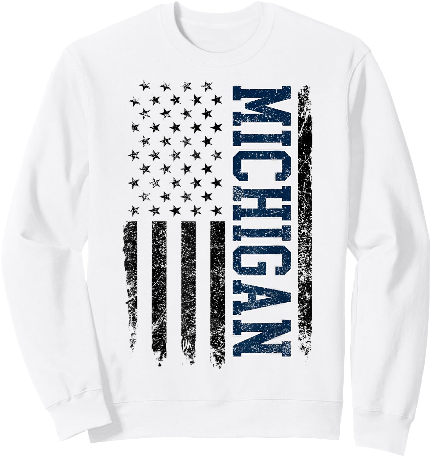 Vintage Michigan Look Maize Blue Men Retro Font Michigan Sweatshirt - Sweatshirt | White