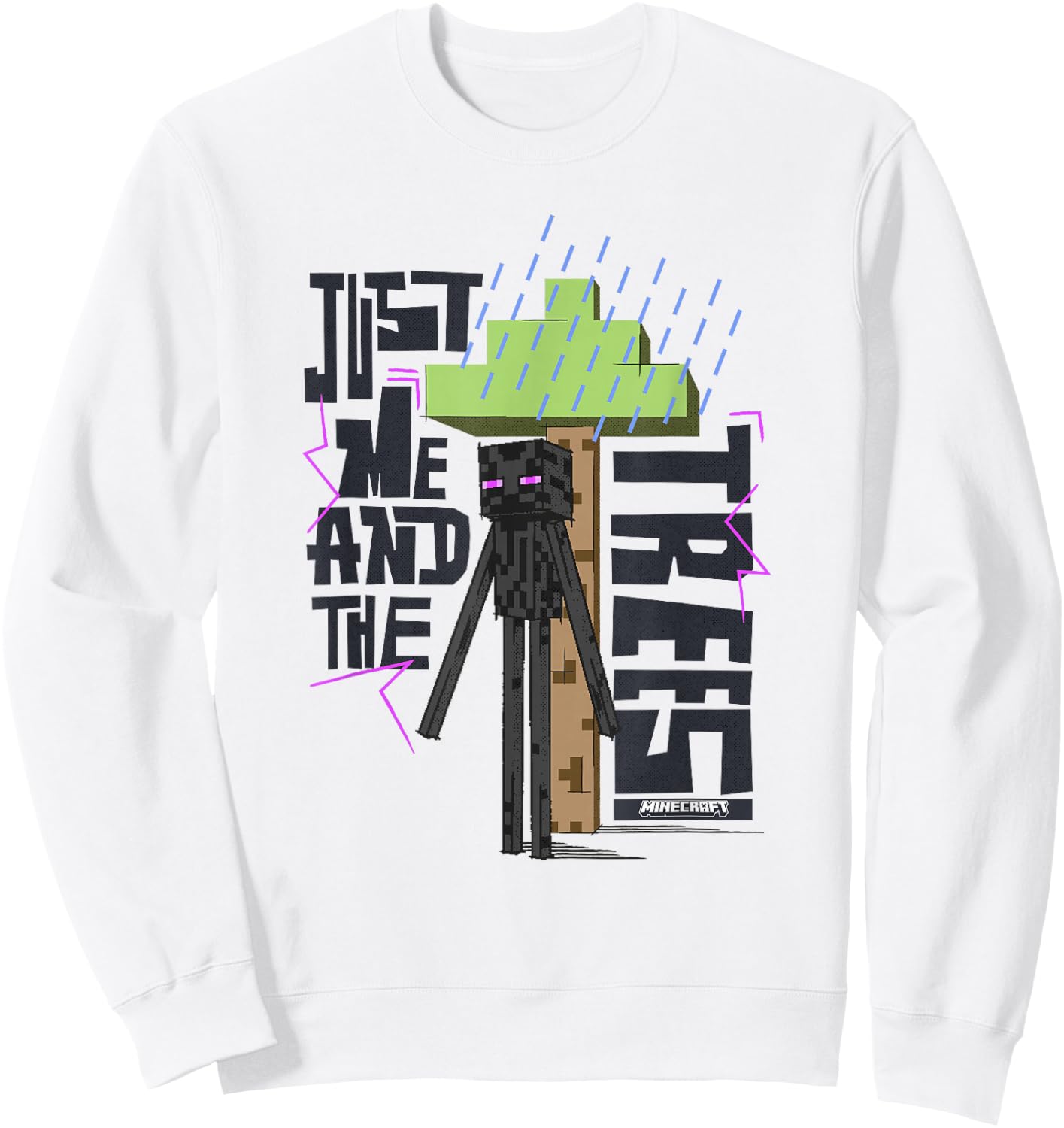 Minecraft Just Me and The Trees Enderman Covering from Rain Sweatshirt - Sweatshirt | White