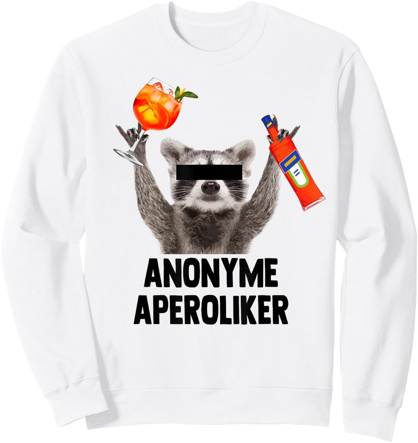 Anonymous Aperolics X Raccoon Meme Racoon X Pedro Spritz , White Sweatshirt - Sweatshirt | White