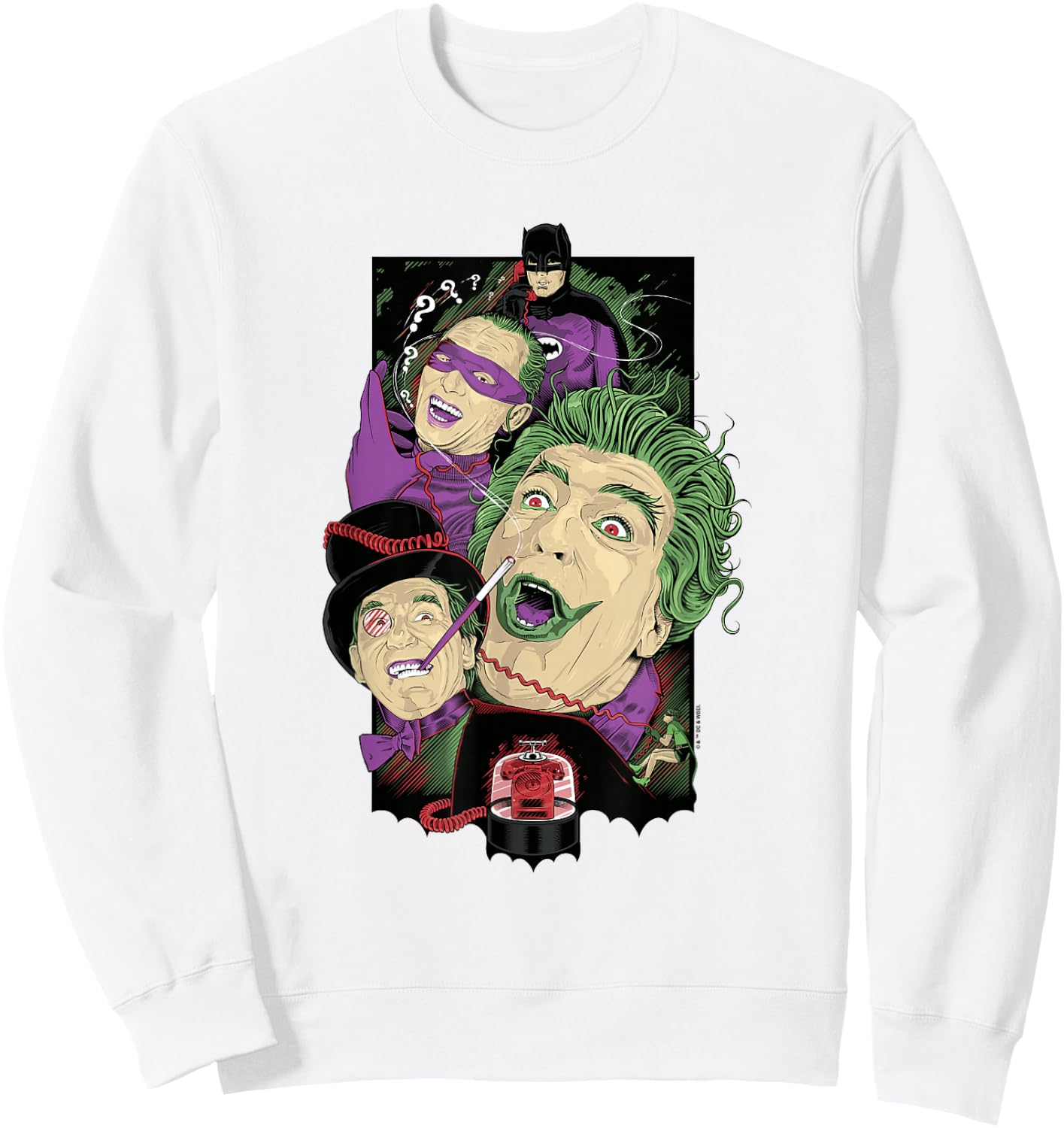 Batman Vintage Joker Penguin Riddler Triple Threat Villains Sweatshirt - Sweatshirt | White
