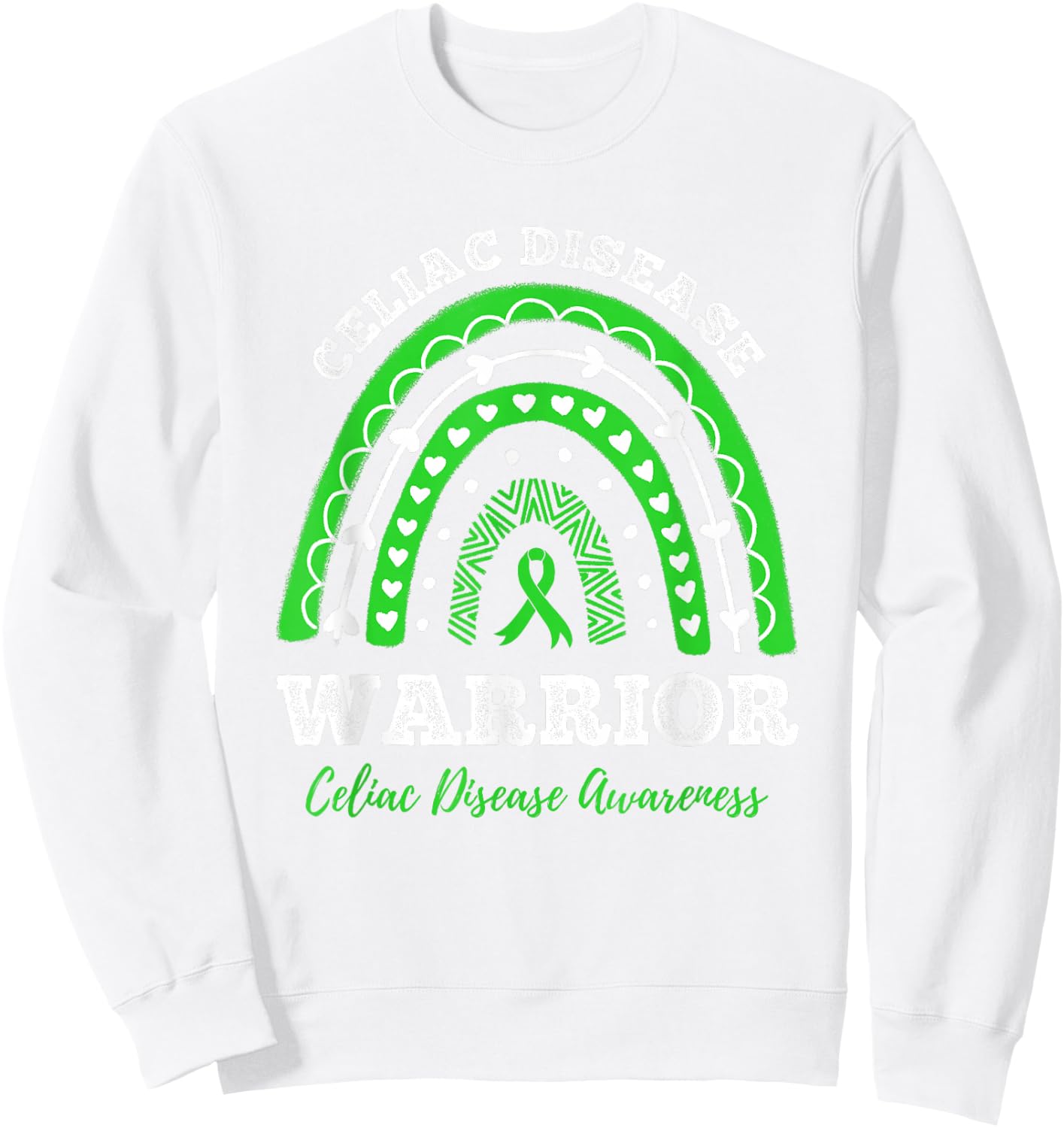Warrior Green Ribbon Celiac Disease Awareness Sweatshirt - Sweatshirt | White