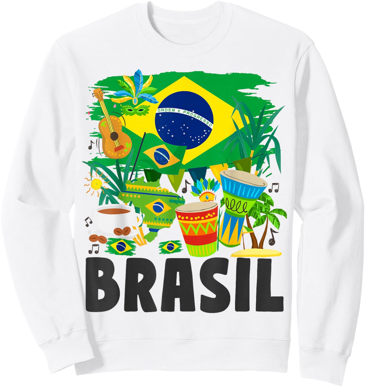 Brazil Flag Outfit Idea , white, S Sweatshirt - Sweatshirt | White