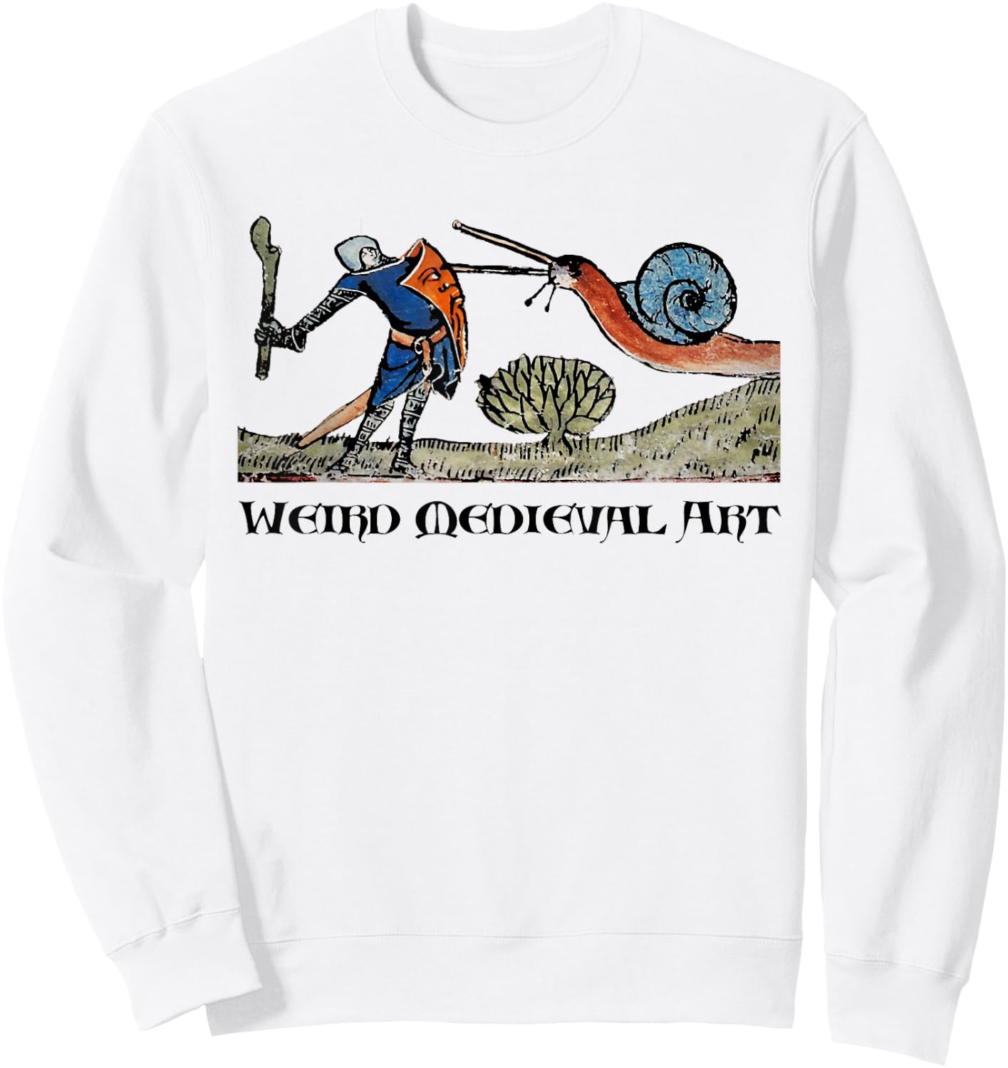 Weird Medieval Art Snail Fight funny strange special absurd Sweatshirt - Sweatshirt | White
