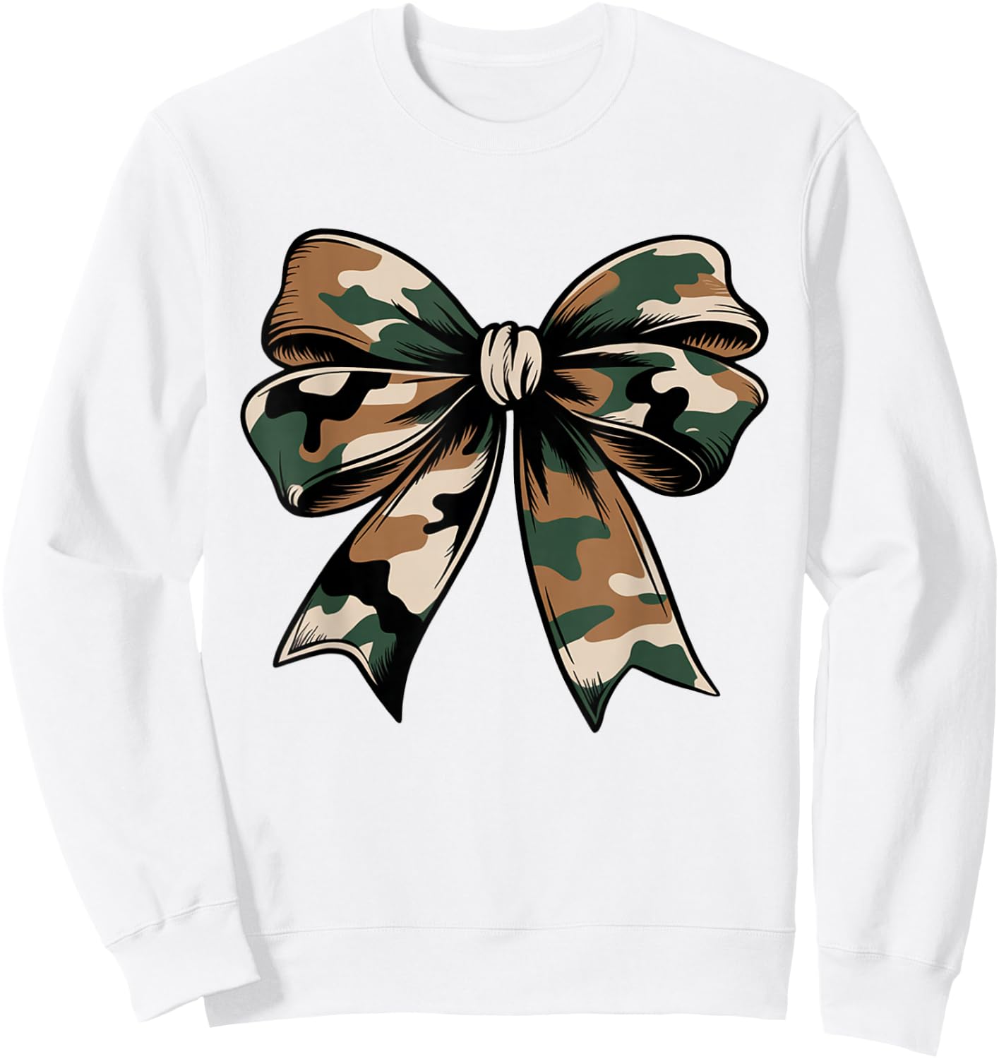 Camouflage Coquette Bow Camo Bow Hunt Hunting Girls Women Sweatshirt - Sweatshirt | White